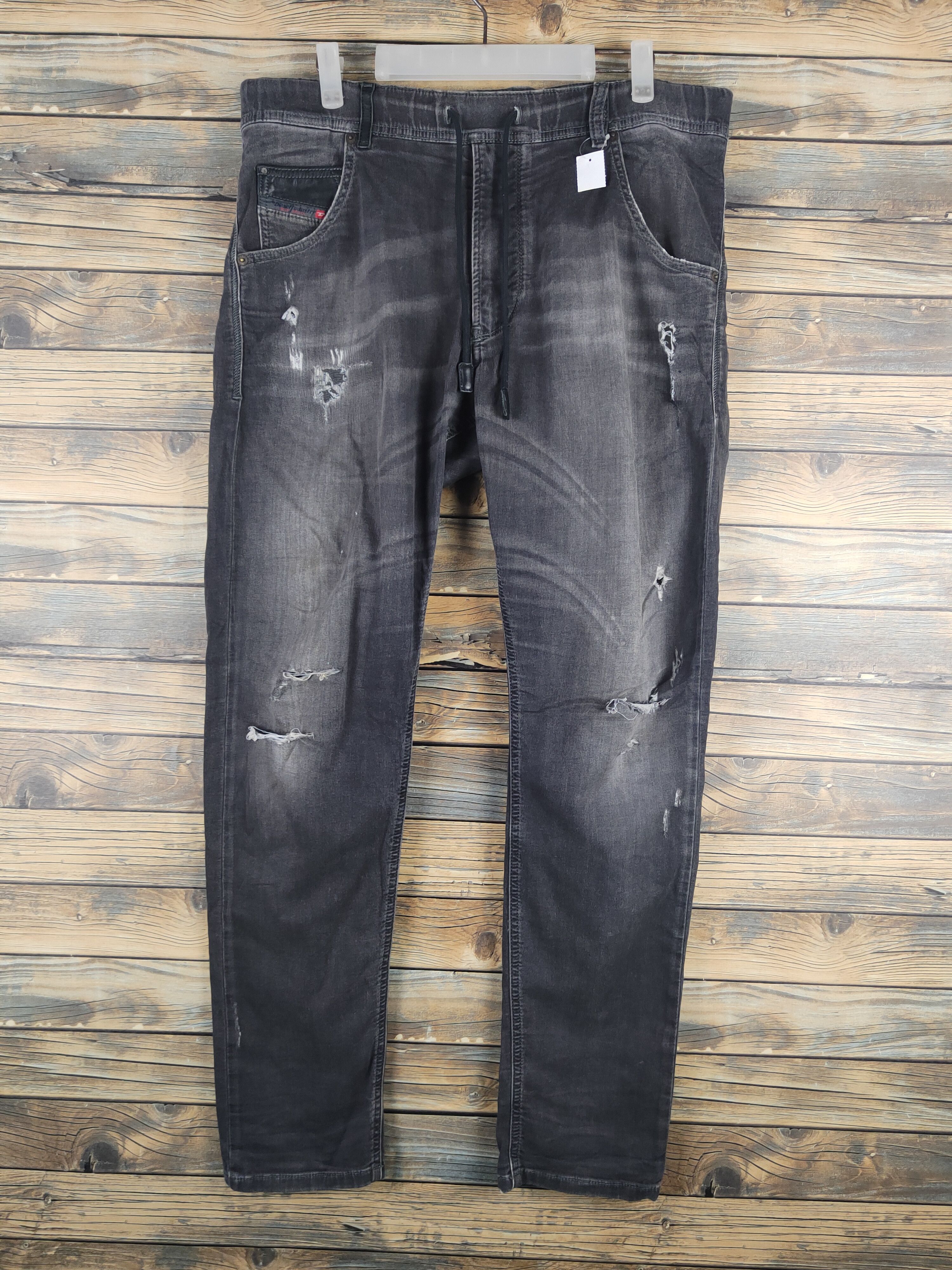 Diesel DL Diesel Black Ripped Soft Jeans sweatpants #46-237T Size US 33 - 1 Thumbnail