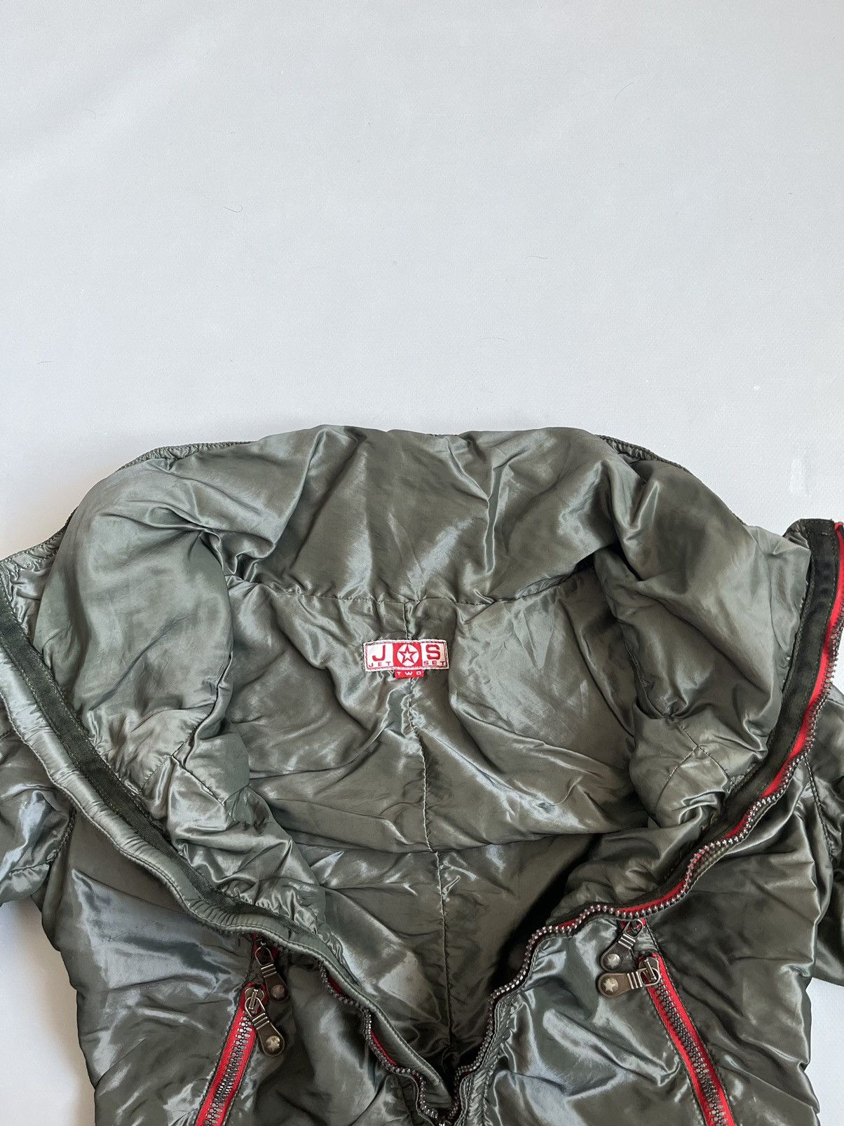JET SET × Japanese Brand × Vintage Vintage 90s JET SET Women Nylon Olive Avant Garde Zip Jacket Size M / US 6-8 / IT 42-44 - 5 Thumbnail