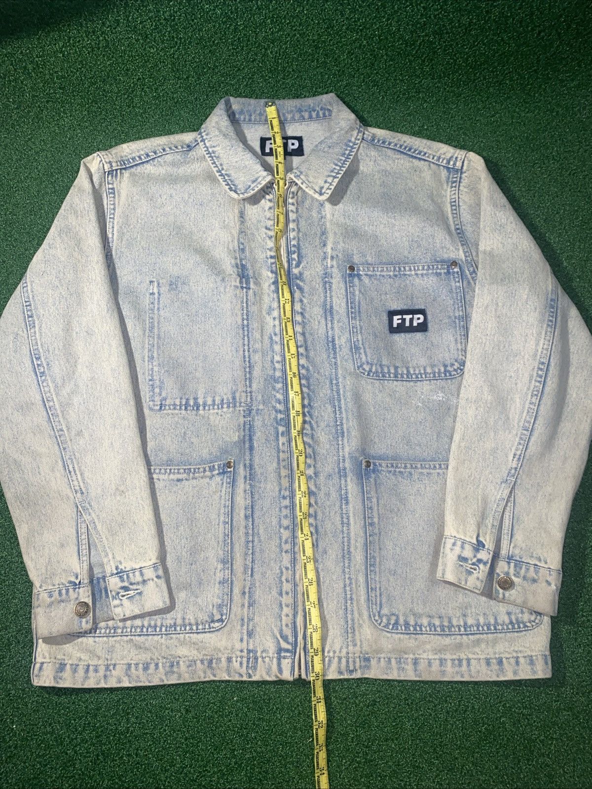 Fuck The Population FTP frayed denim logo chore coat dirty indigo wash size M Size US M / EU 48-50 / 2 - 1 Thumbnail