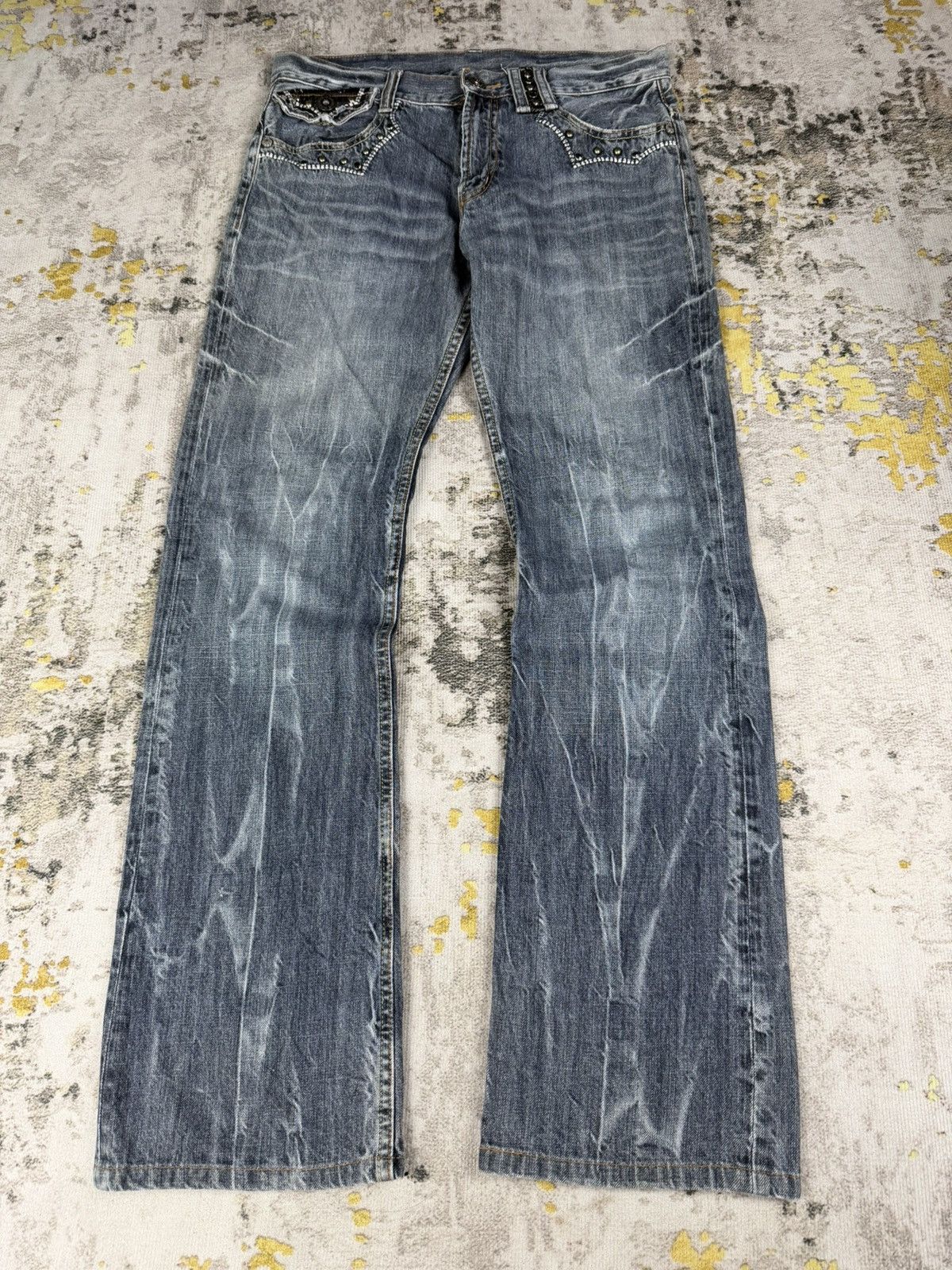semanticdesign Rare 90s Oririn Studded Flared Mudwash Jeans Size US 31 - 1 Thumbnail