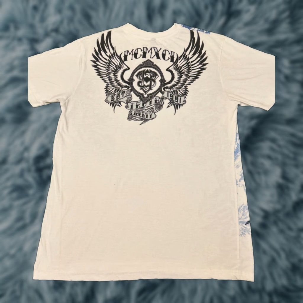 Southpole VINTAGE Southpole T-Shirt Mens L White 90s Grunge Hip Hop Punk Y2K Wings Skull VTG Shirt Mens Size Large Punk Grunge Size US L / EU 52-54 / 3 - 1 Thumbnail