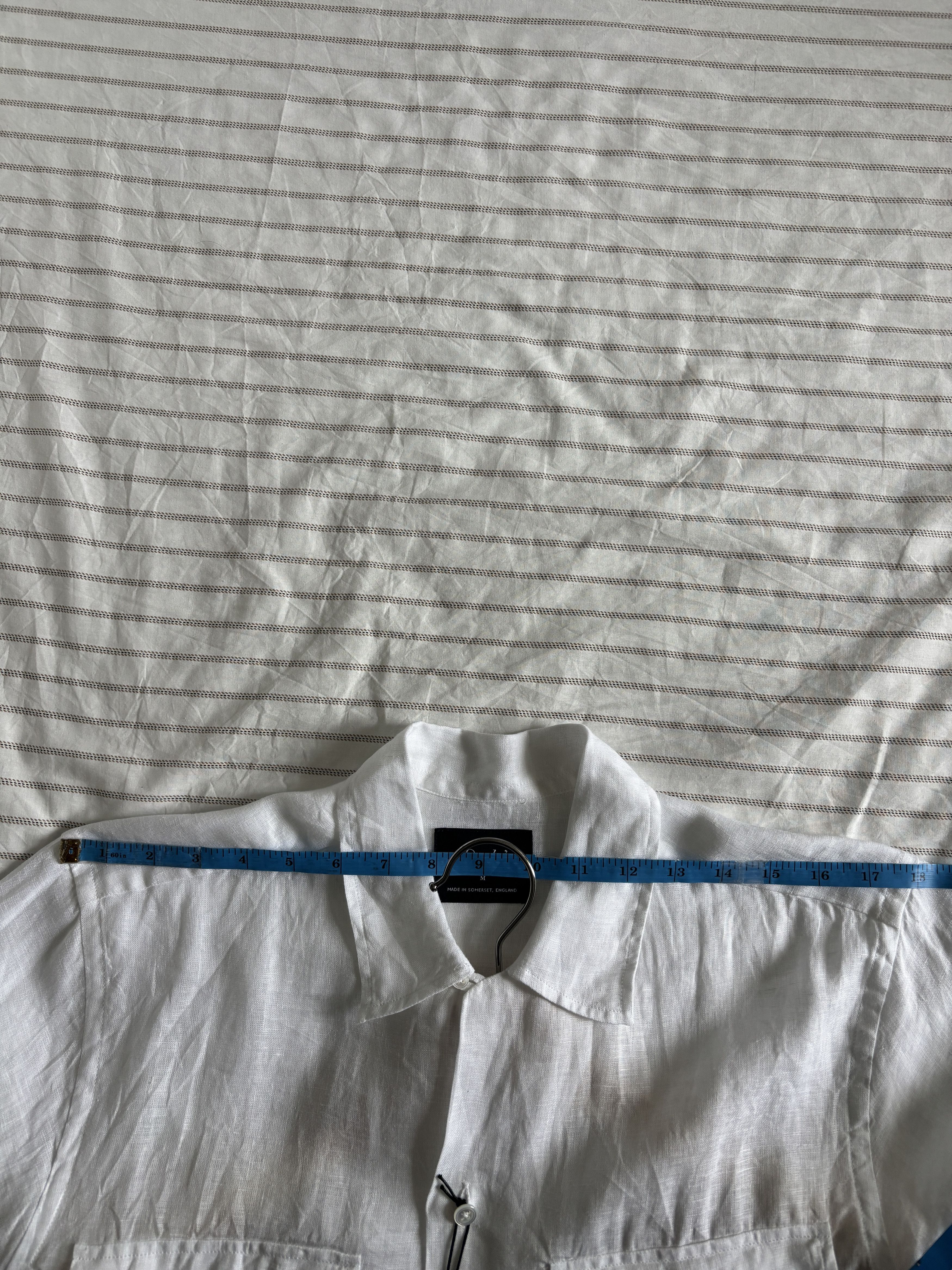Drake's Drakes White Linen Camp Collar Long Sleeve Shirt Size US M / EU 48-50 / 2 - 5 Thumbnail