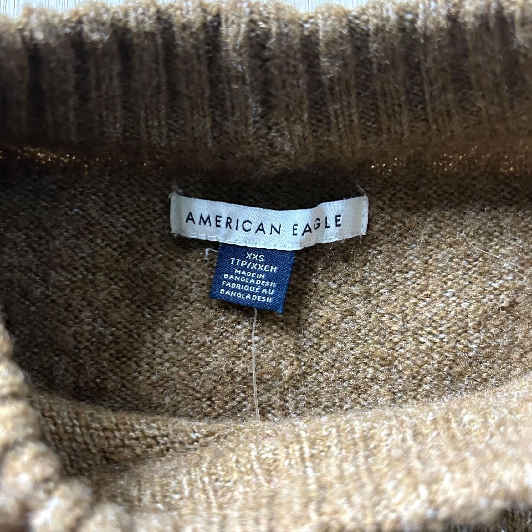 Vintage American Eagle Sweater Womens XXS Brown Crew Neck Soft Tight-Knit Pullover Size XXS / US 00 / IT 34 - 2 Thumbnail