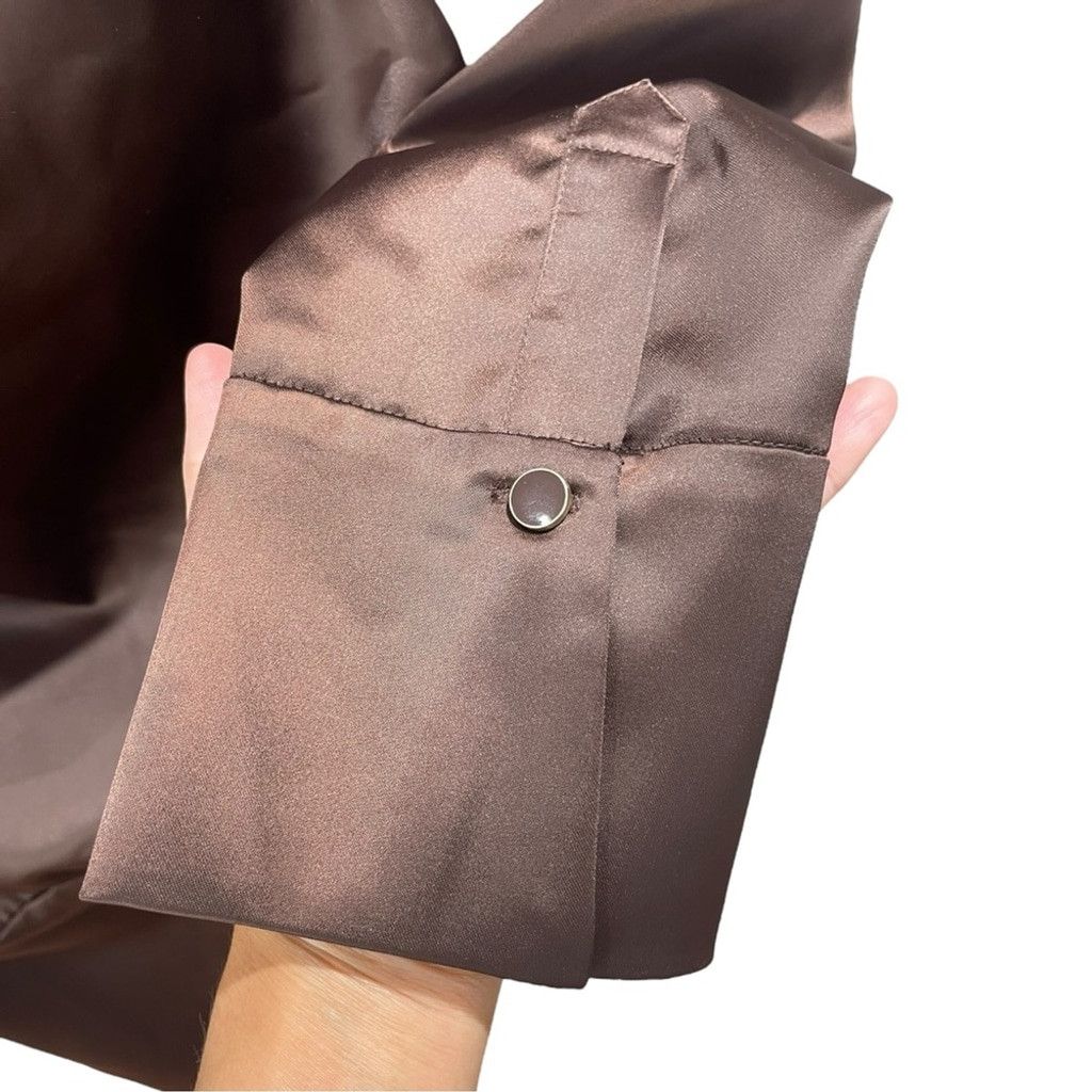 Maniere De Vior NEW Manière De Voir Brown Off Shoulder Satin Dress EU 42 Size L / US 10 / IT 46 - 7 Thumbnail