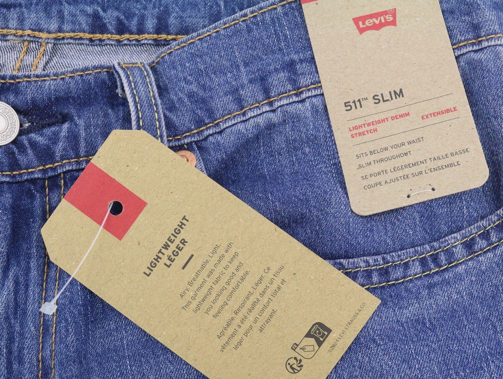 Levi's 511 W31/L34 Blue Faded Lightweight Stretch Jeans 87071 Size US 31 - 6 Thumbnail