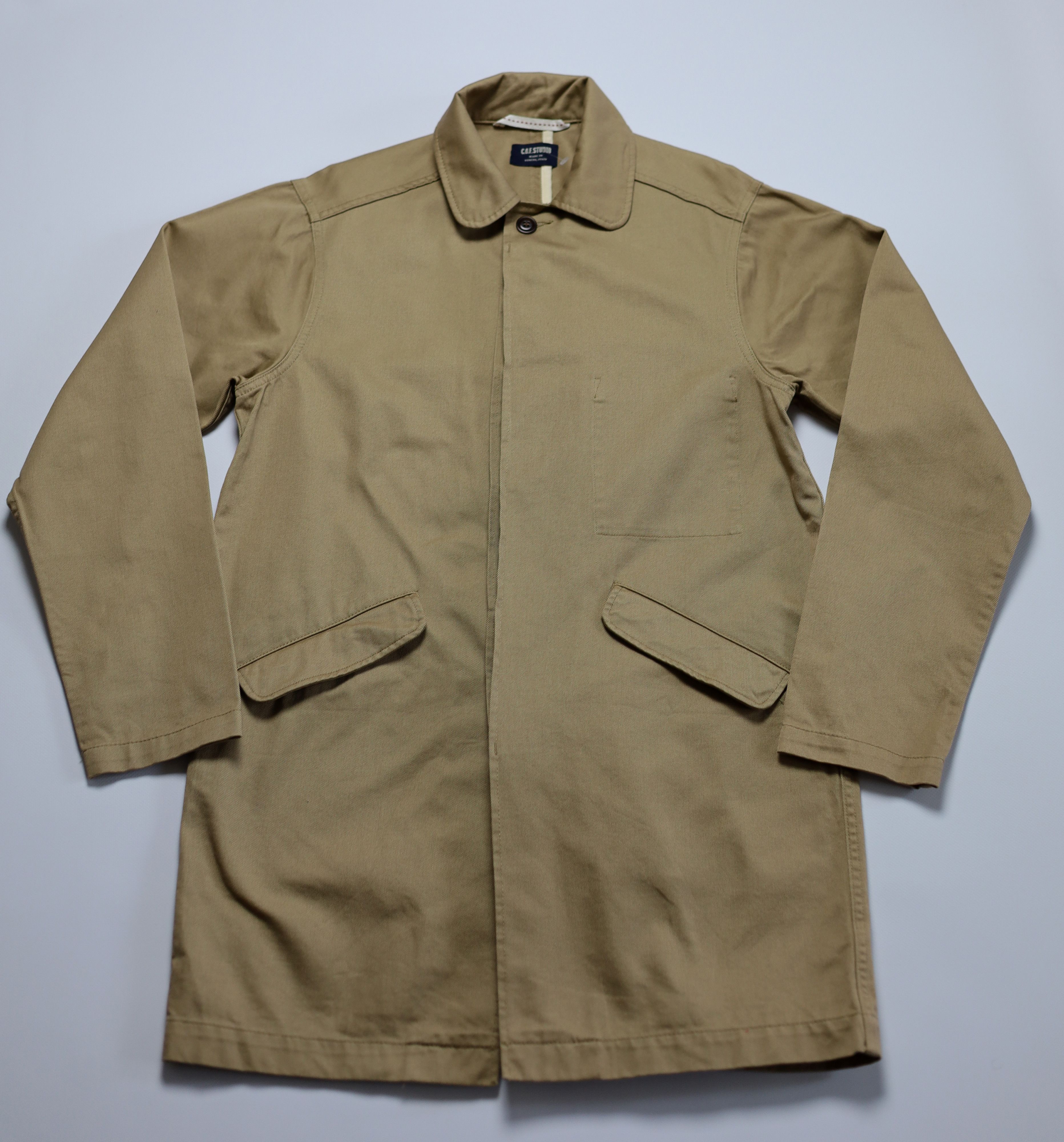 C.O.F. Studio Men's C.O.F Studio Biege Moleskin Cotton Coat Size M Size US M / EU 48-50 / 2 - 1 Thumbnail