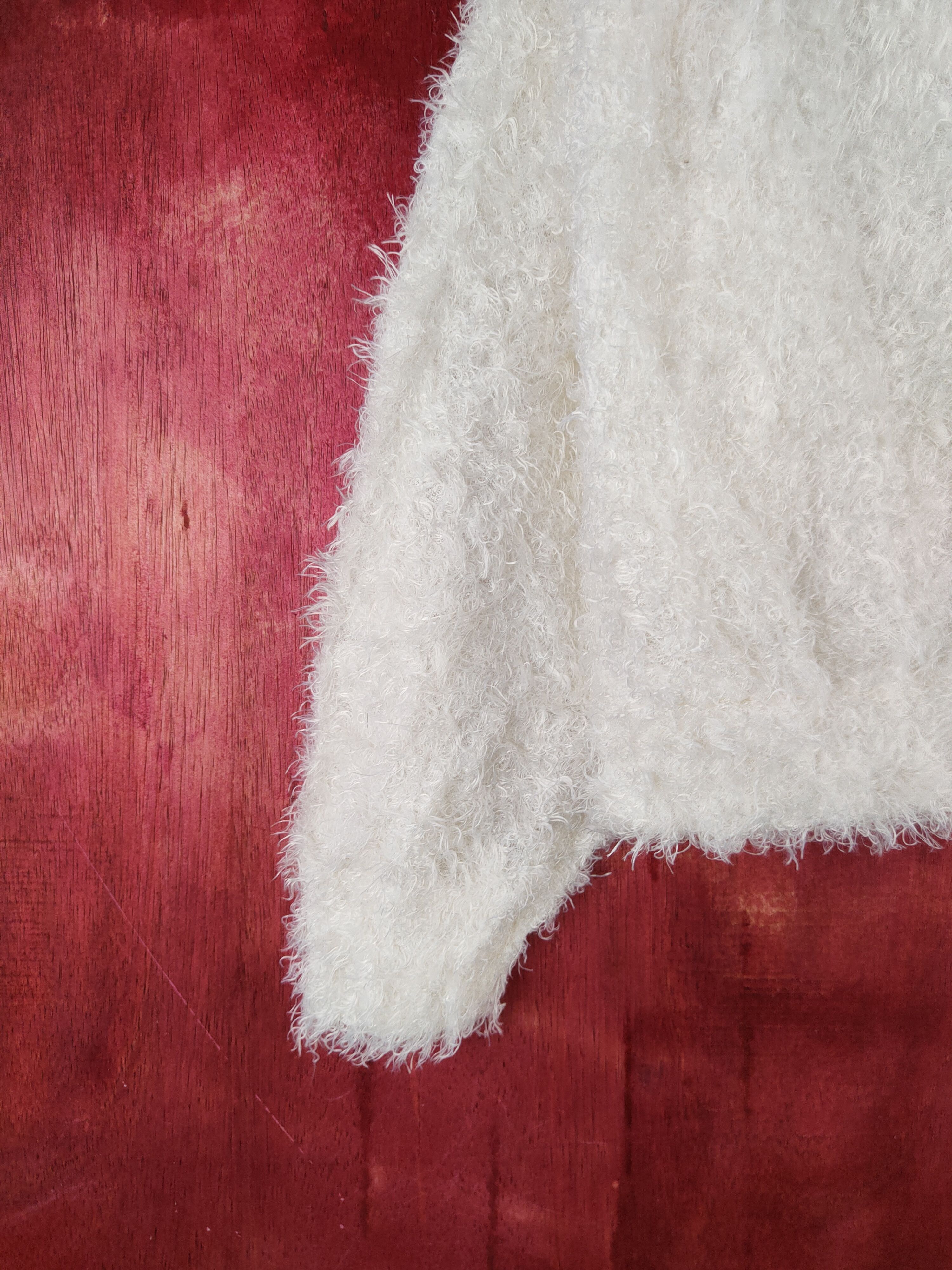 Homespun Knitwear × Japanese Brand Begum Ivory Shag Shaggy Fur Mohair Knitwear Cardigan #S2035 Size M / US 6-8 / IT 42-44 - 4 Thumbnail