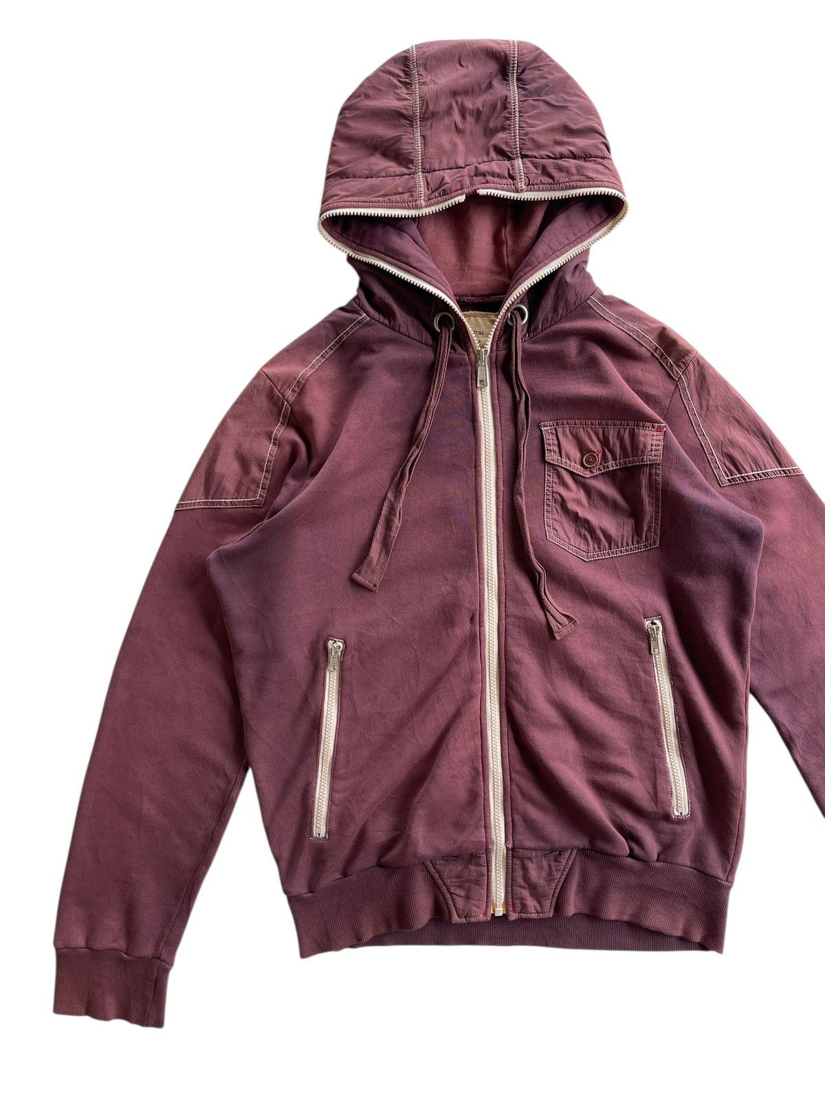 Japanese Brand BALL Sunfaded Burgundy Hooded Sweaters Size US M / EU 48-50 / 2 - 6 Thumbnail