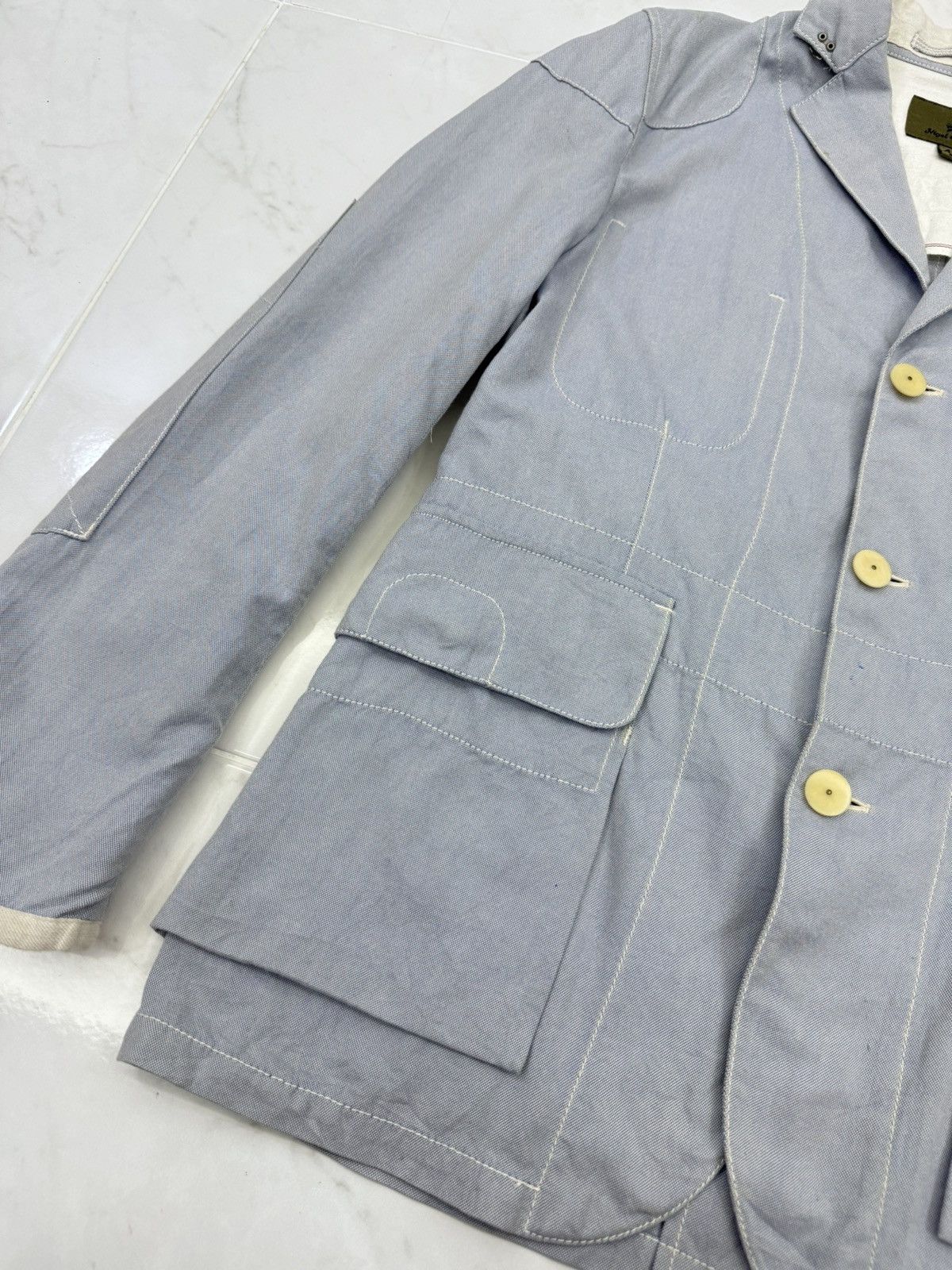 Nigel Cabourn Nigel Cabourn Multipockets Chambray Selvedge Light Jacket Size US S / EU 44-46 / 1 - 4 Thumbnail