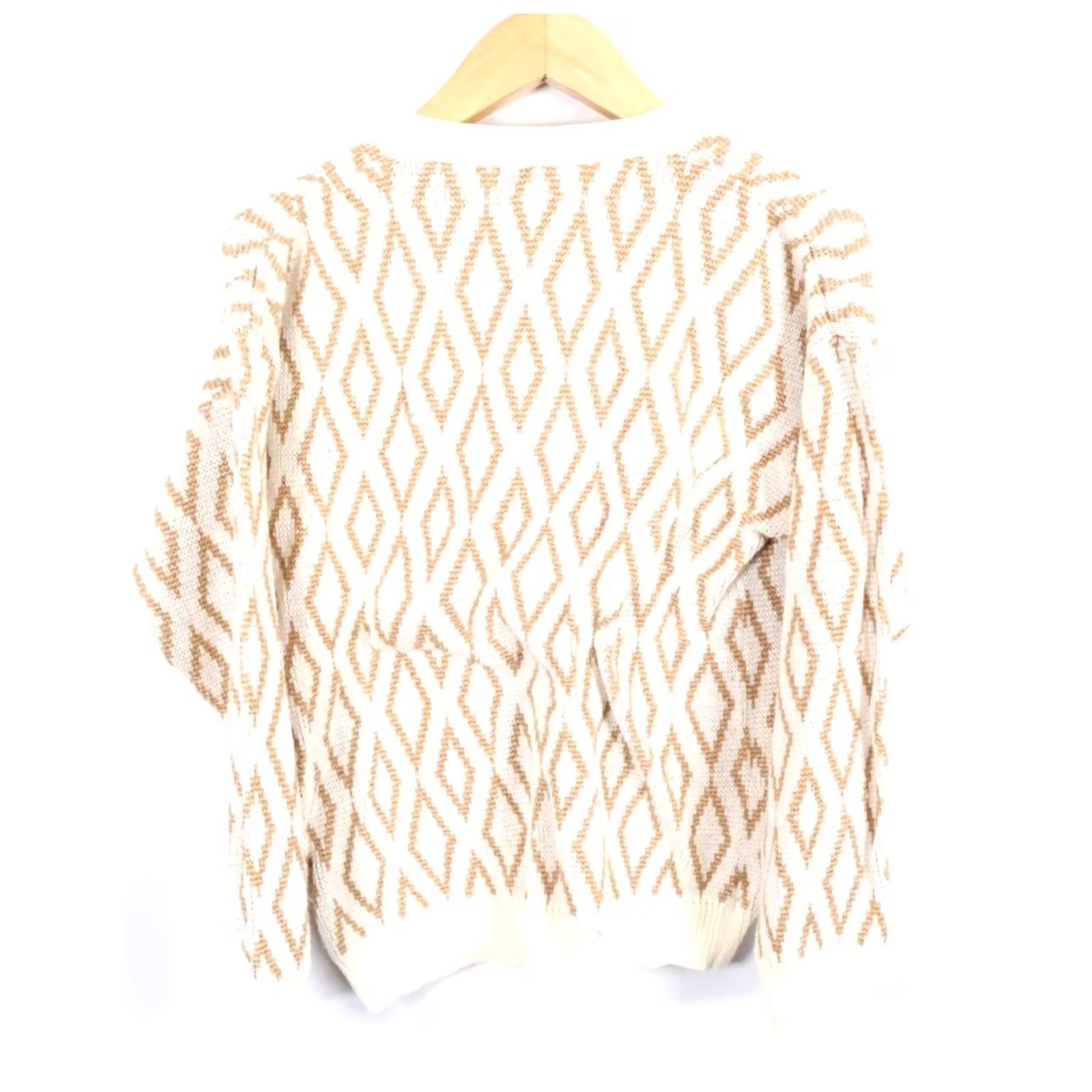 Vintage VINTAGE Boundary Waters Cardigan Womens Medium Ivory Diamond Pattern Sweater 90s Retro Geometric Knit Wool Blend V-Neck Long Sleeve Size M / US 6-8 / IT 42-44 - 2 Thumbnail