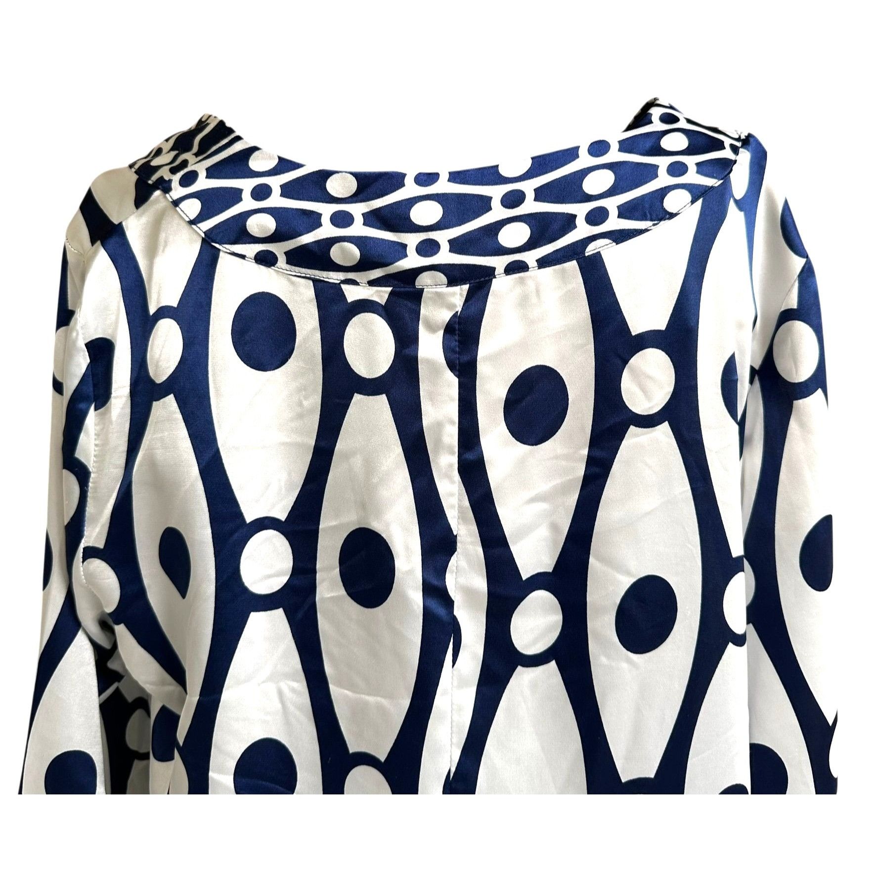 Other Antilia Femme Dress Large Midi White Navy Abstract Geometric Size L / US 10 / IT 46 - 7 Thumbnail