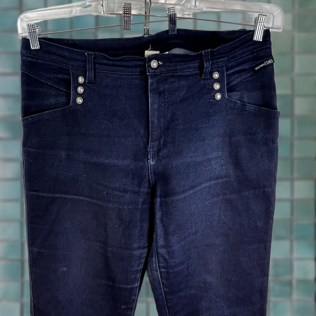 Denime VINTAGE Western Ethics Jeans Bootcut Denim Womens Plus 42x36 Blue Dark 18 High Rise Zip Pockets Cowboy Western Mens Girls Size 40" / US 18 - 1 Thumbnail