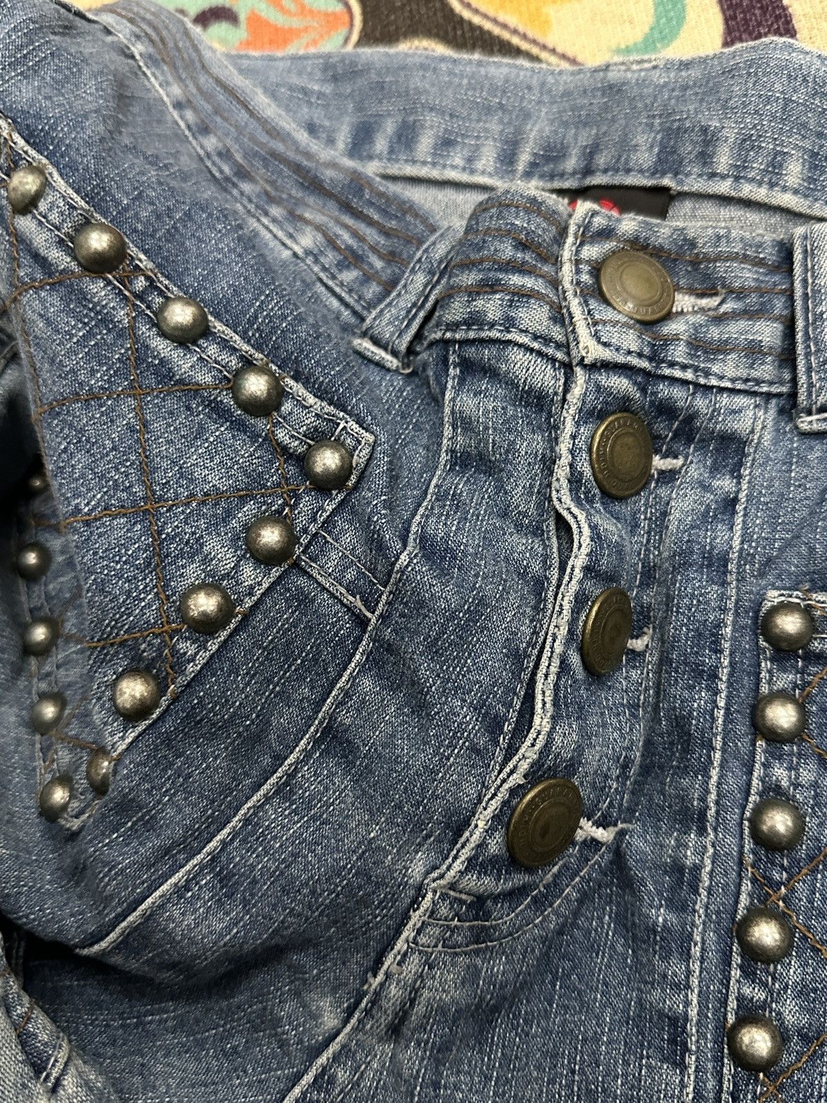 Seditionaries Penty Punk Reconstructed Studded Flare Denim Pant Size US 27 - 17 Thumbnail