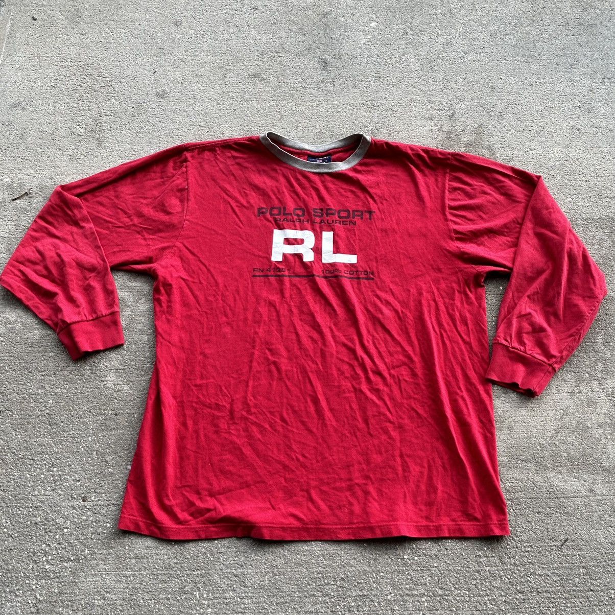 Lo Life × Polo Ralph Lauren × Vintage 90s polo sport, long sleeve graphic spell out T-shirt Size US L / EU 52-54 / 3 - 4 Thumbnail