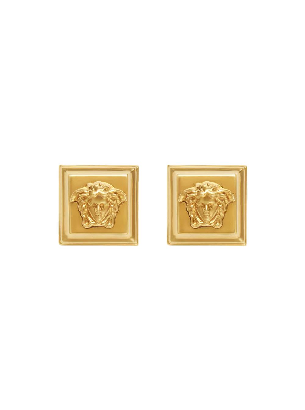 Versace Square Design Earrings with Medusa Head Details in Gold-Colored Brass for Women Size ONE SIZE - 1 Thumbnail
