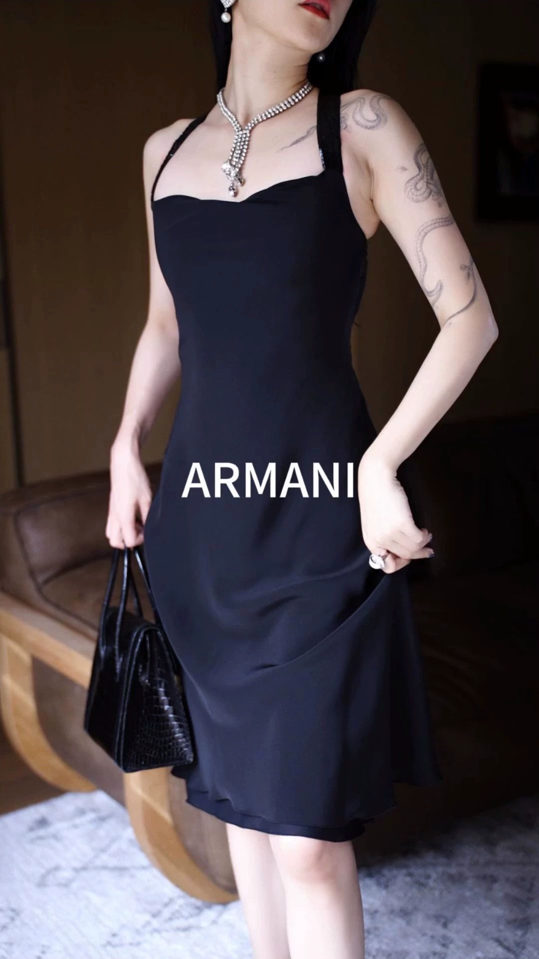 Armani Armani 2001 SS Sequin Halter Black Dress IT38 XS-S Size XS / US 0-2 / IT 36-38 - 1 Thumbnail