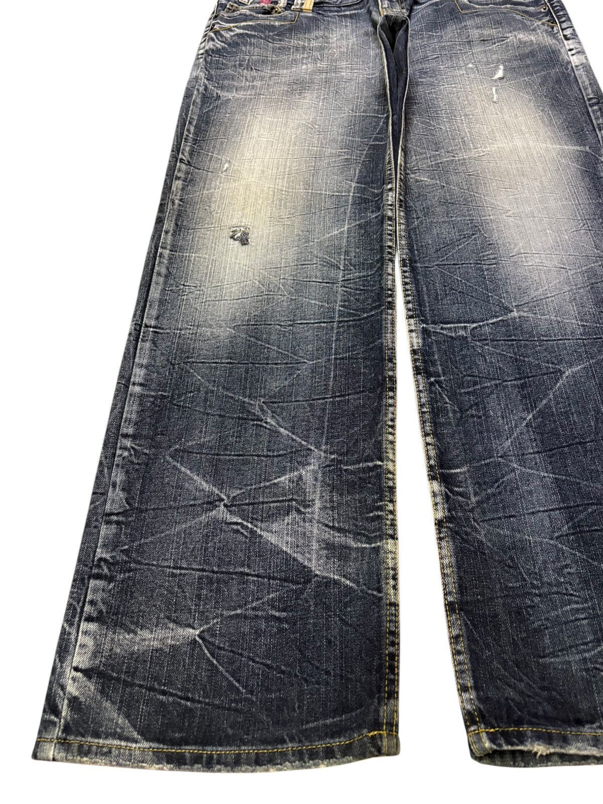 Japanese Brand Vintage Blow By Blue Rusty Wash Double Waist Baggy Jeans Size US 36 / EU 52 - 6 Thumbnail
