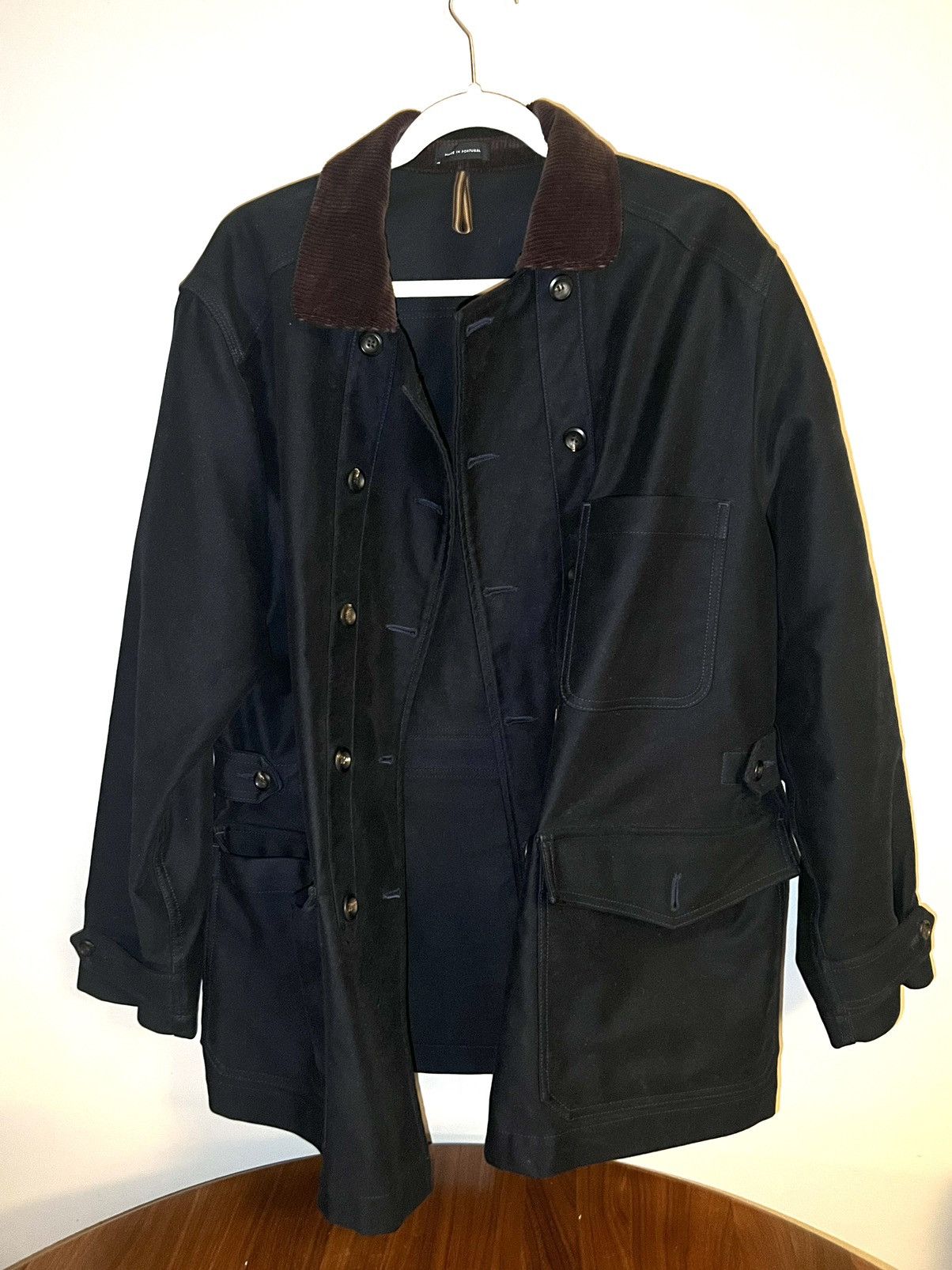 Drakes Navy Japanese Moleskin DoubleBreasted Work Coat Grailed