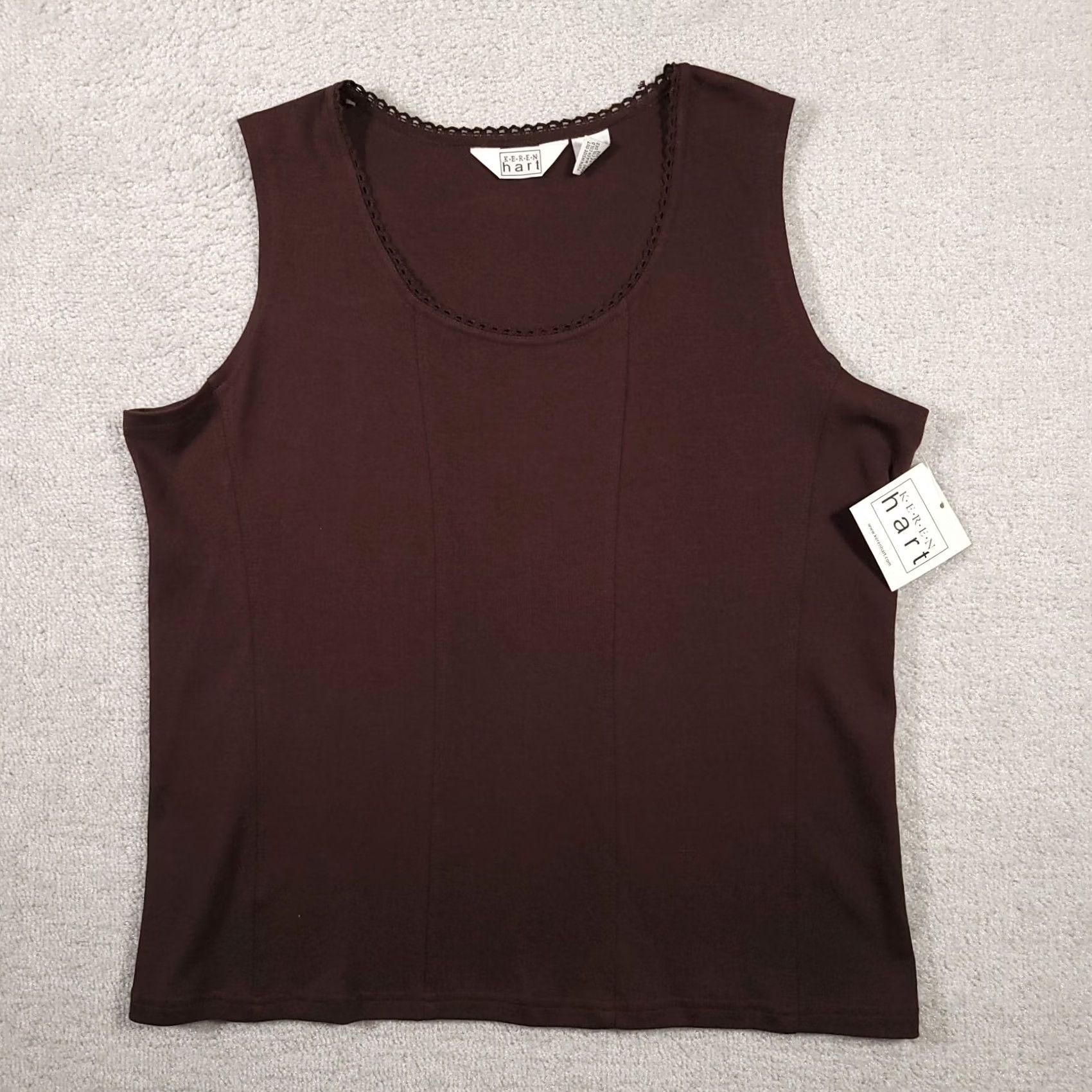 Vintage Keren Hart Shirt Women's XL Brown Sleeveless Tank Top Round Neck Shirt Tank Top Sleepwear? Size XL / US 12-14 / IT 48-50 - 2 Thumbnail