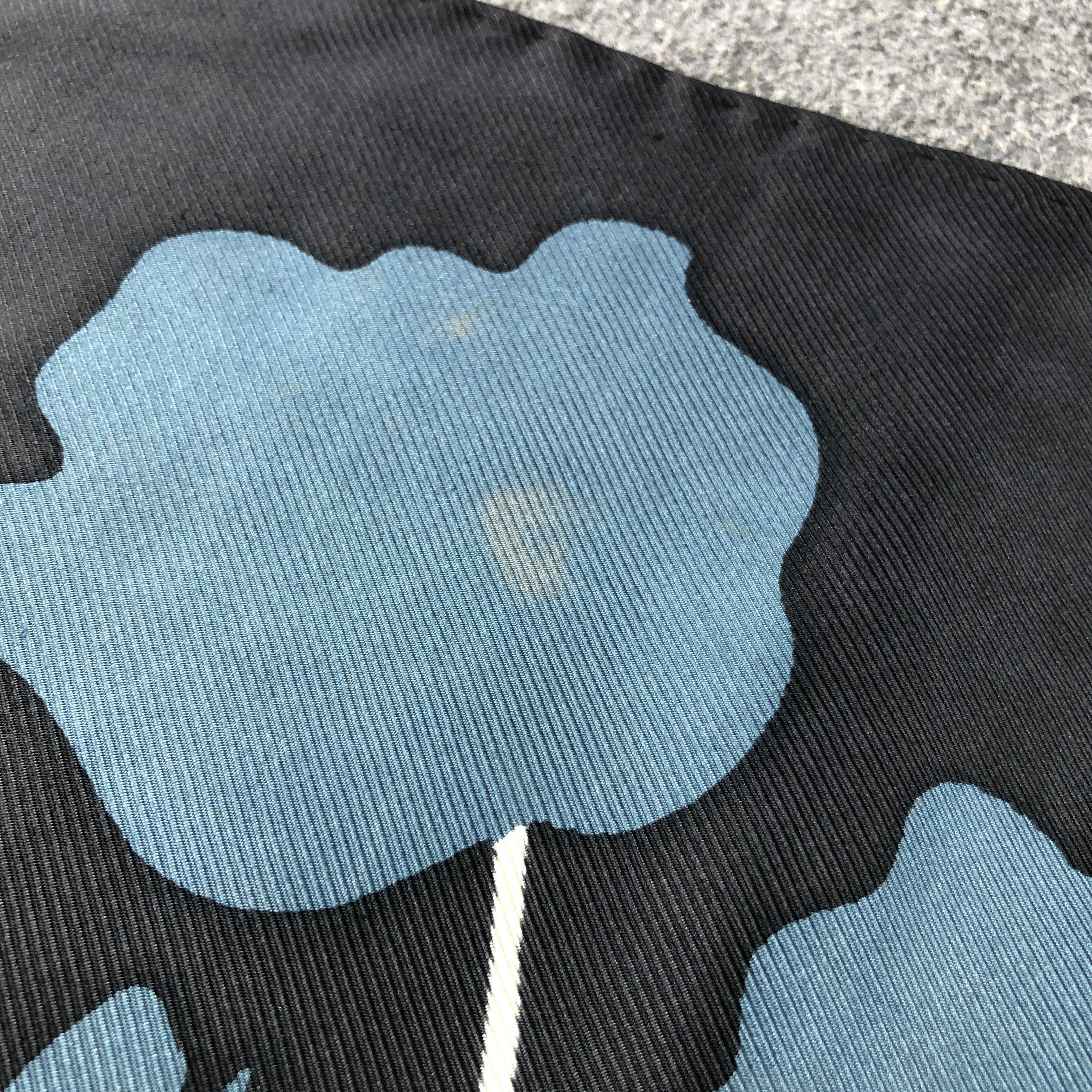 Japanese Brand Blue Flowers Luxury Hand Rolled Silk Scarf M1099 Size ONE SIZE - 10 Thumbnail