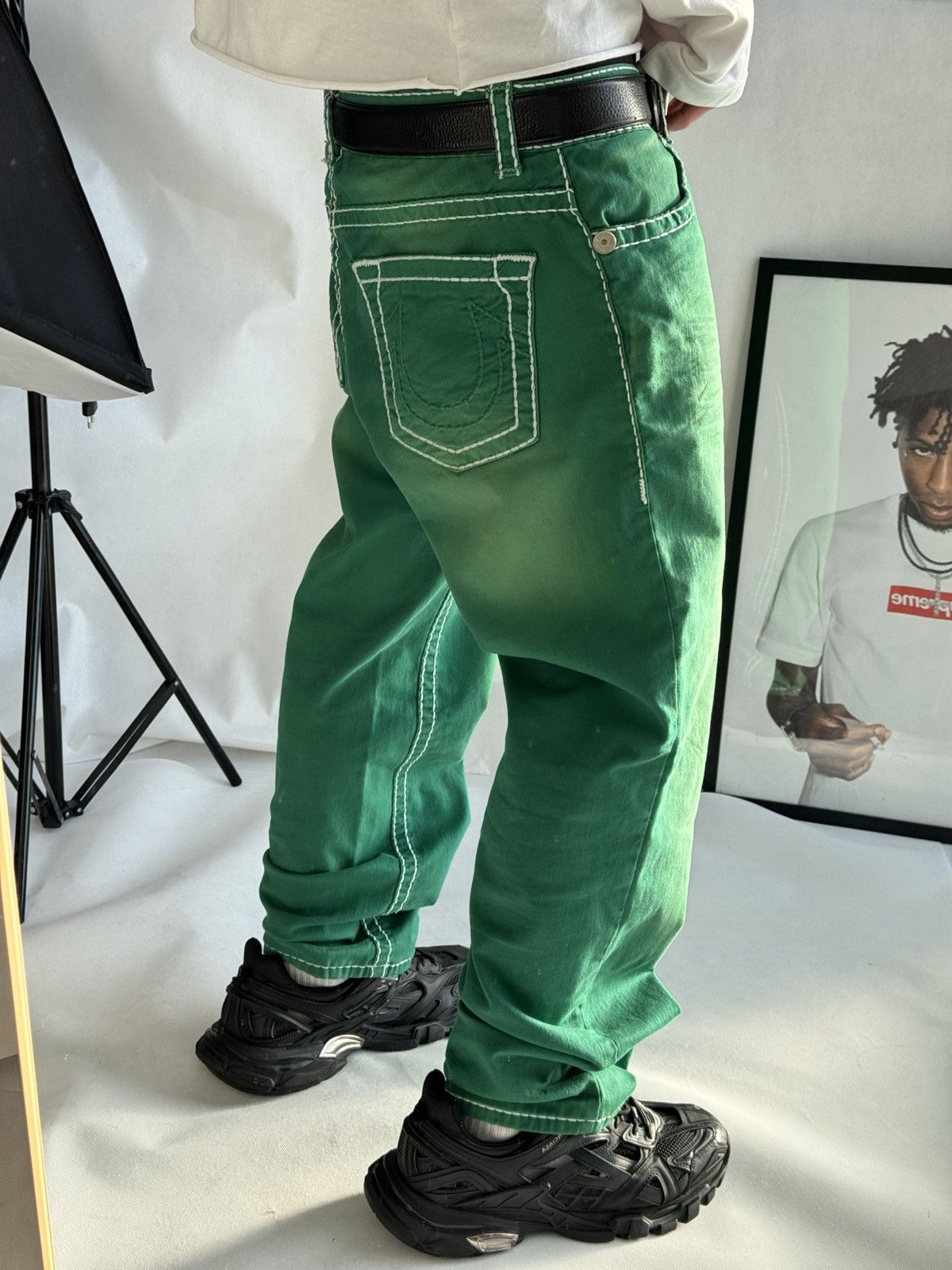 True Religion Vintage Usa True Religion Washed Green Swag Denim Jeans Size US 33 - 1 Thumbnail
