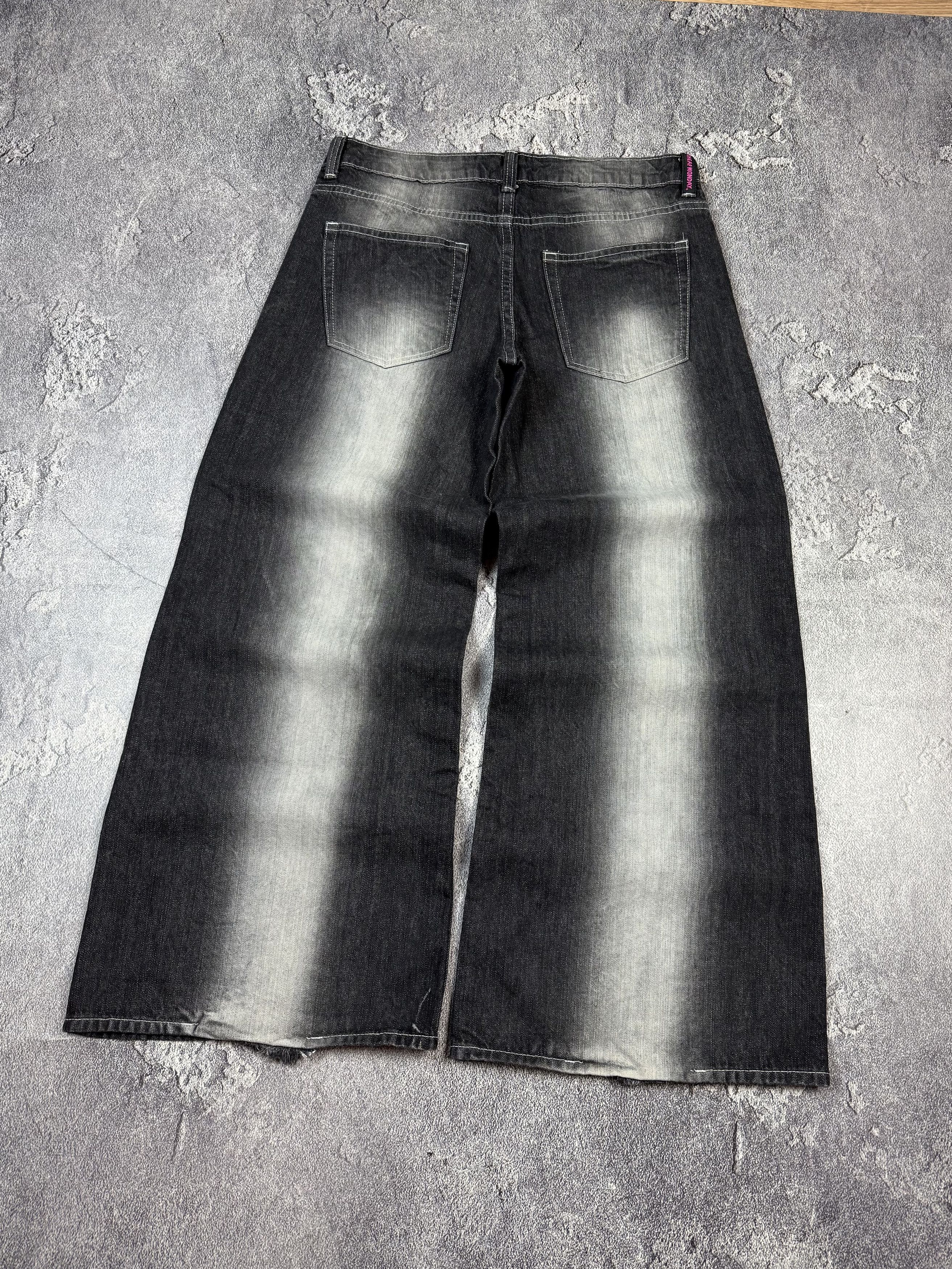 If Six Was Nine Y2K Ultra Baggy Washed Black Jeans 2000s Alt Size US 32 / EU 48 - 2 Thumbnail