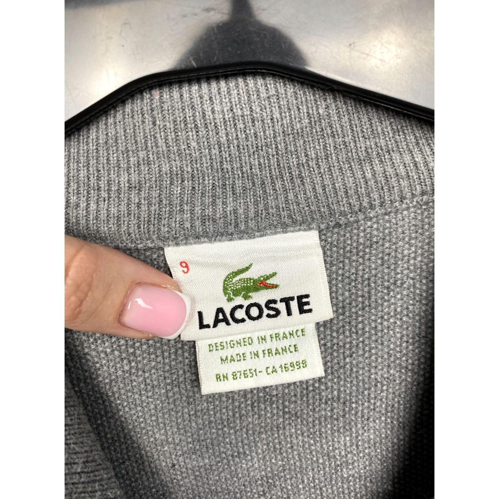 Lacoste Lacoste Mens Full Zip Sweater Shirt XXL Gray Cotton - 2XL Regular Fit Mens (Vintage: No) Size US XXL / EU 58 / 5 - 4 Thumbnail