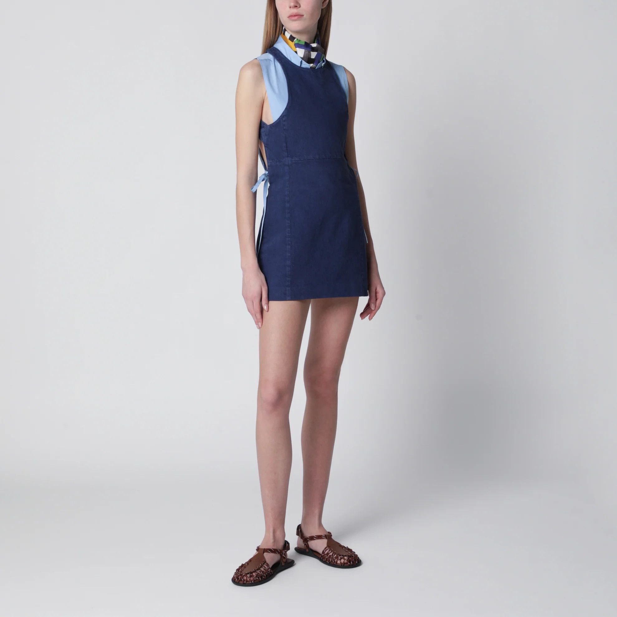 Miu Miu o1d2blof0426 Gabardine Dress in Blue Size M / US 6-8 / IT 42-44 - 4 Thumbnail