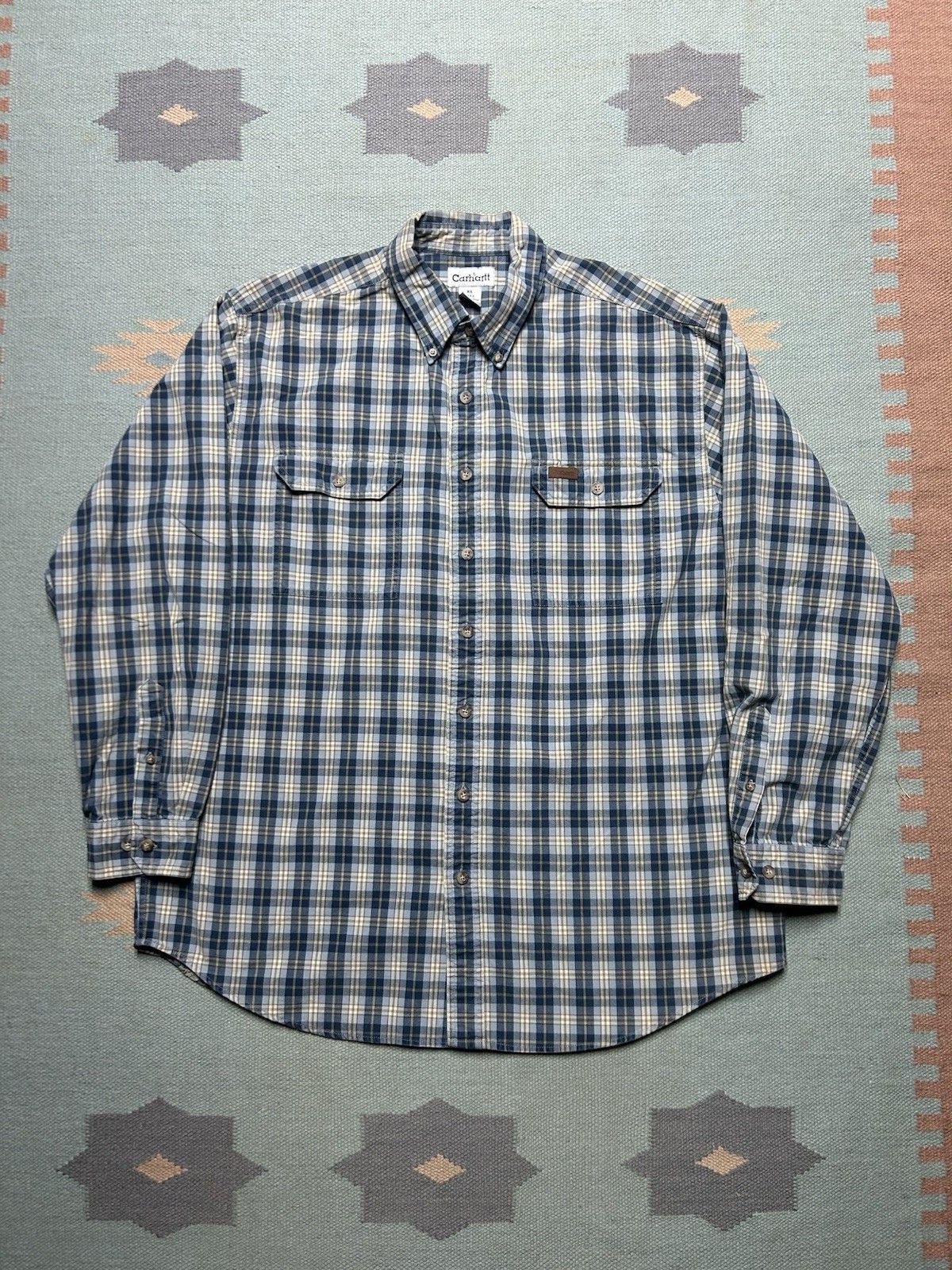 Vintage Carhartt button shirt cotton plaid cotton men’s XL tall Size US XL / EU 56 / 4 - 1 Thumbnail