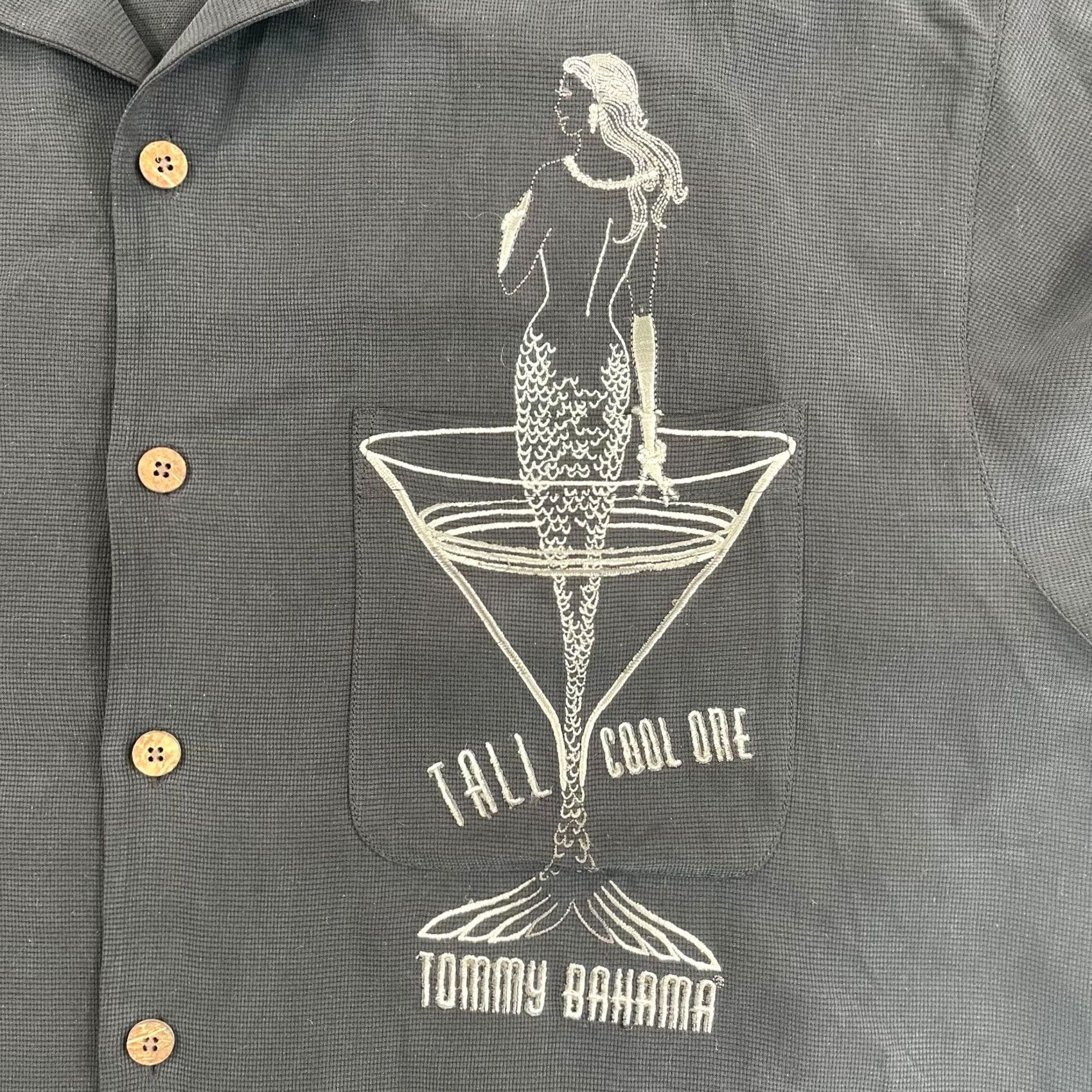 Tommy Bahama Tommy Bahama Shirt Mens M Black Tall Cool One Mermaid Drink Camp Embroidered VTG Size US M / EU 48-50 / 2 - 3 Thumbnail