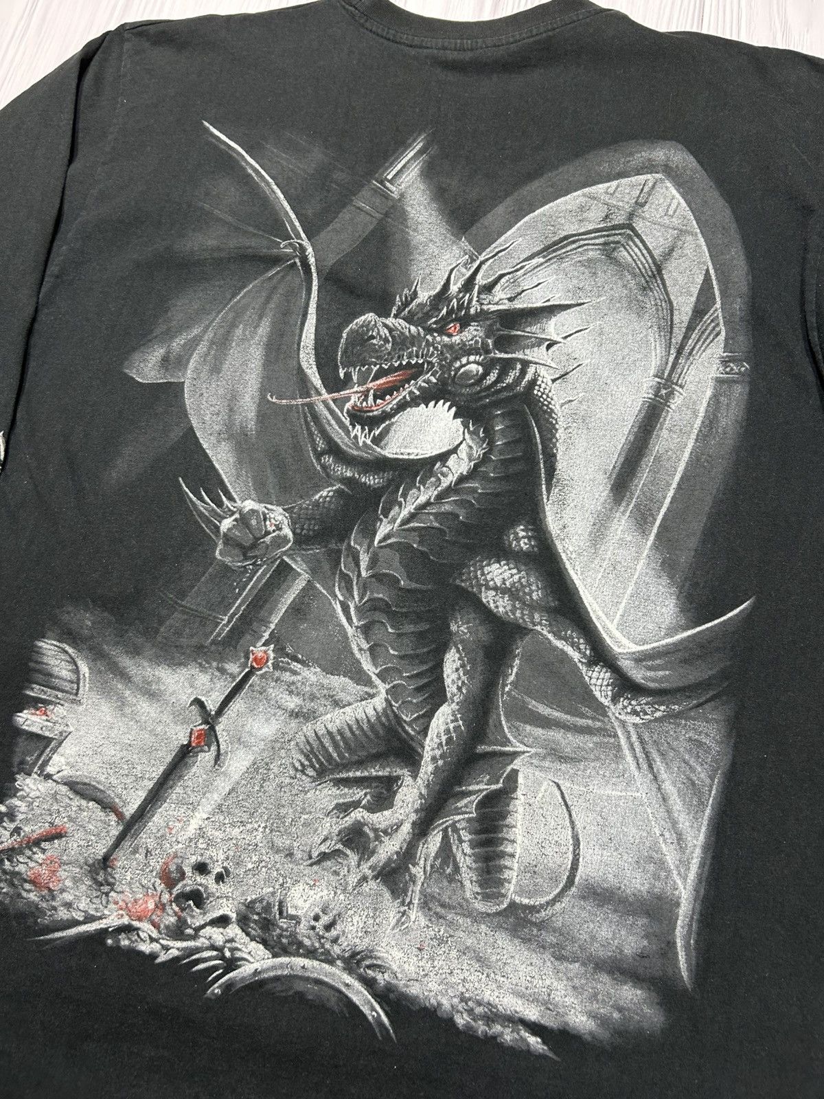 Vintage Vintage Spiral Dragon Sword Gothic 666 Longsleeve Size XL Size US XL / EU 56 / 4 - 4 Thumbnail
