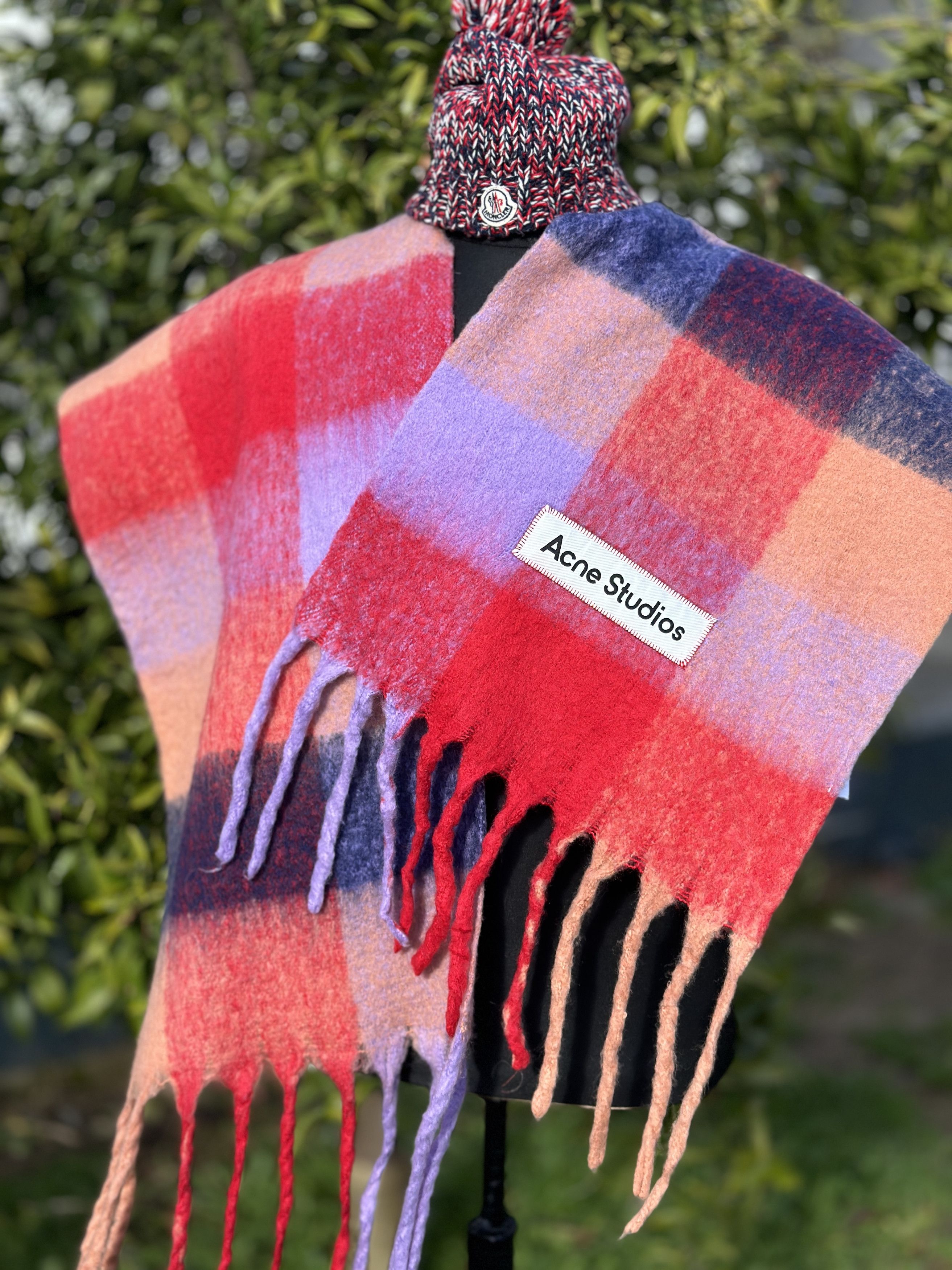 Acne Studios Acne Studios Multicolor Checked Wool Mohair Blend Scarf Red Size ONE SIZE - 5 Thumbnail
