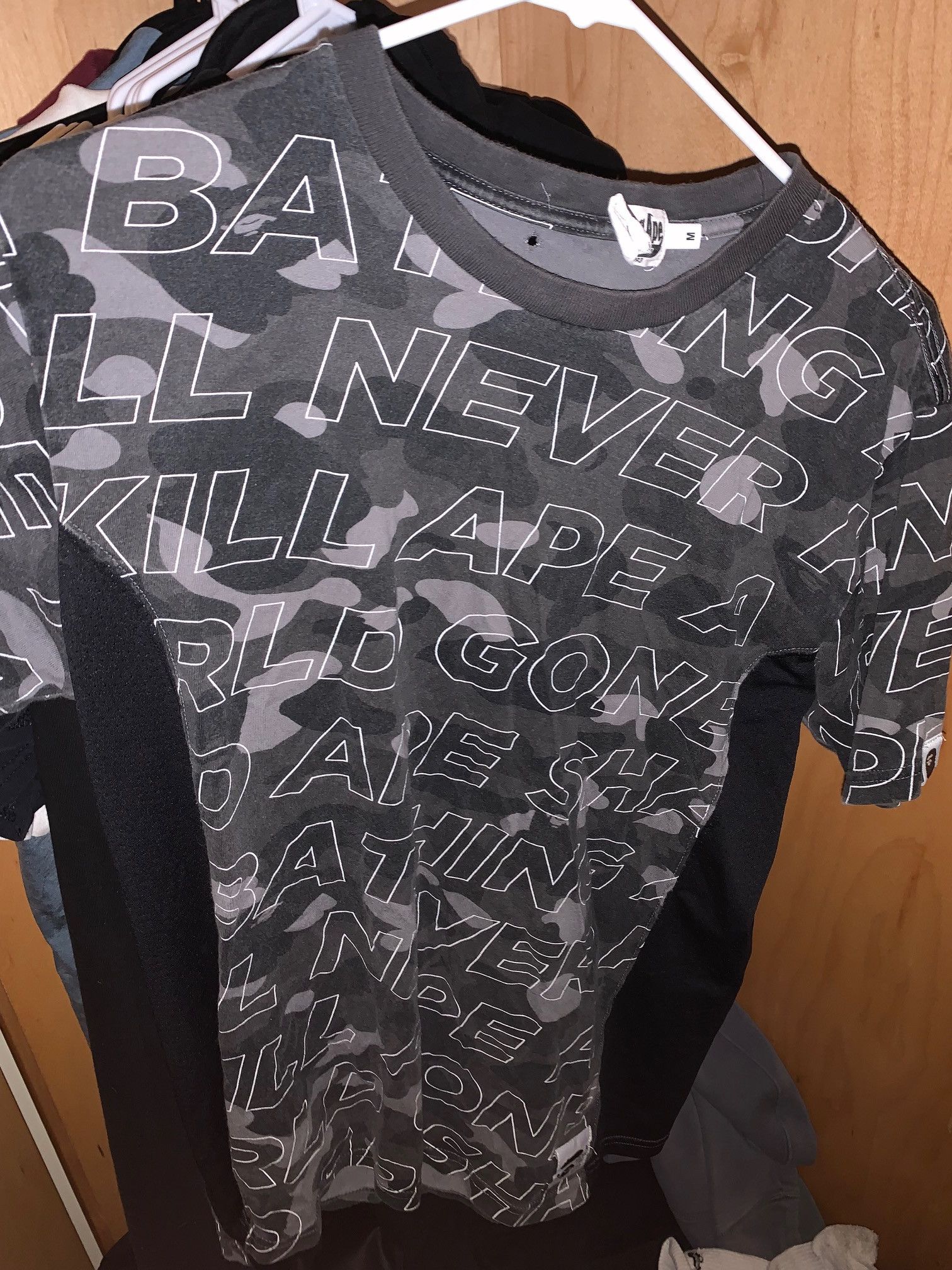 image of Bape Text Color Camo Tee in Black, Men's (Size Medium)