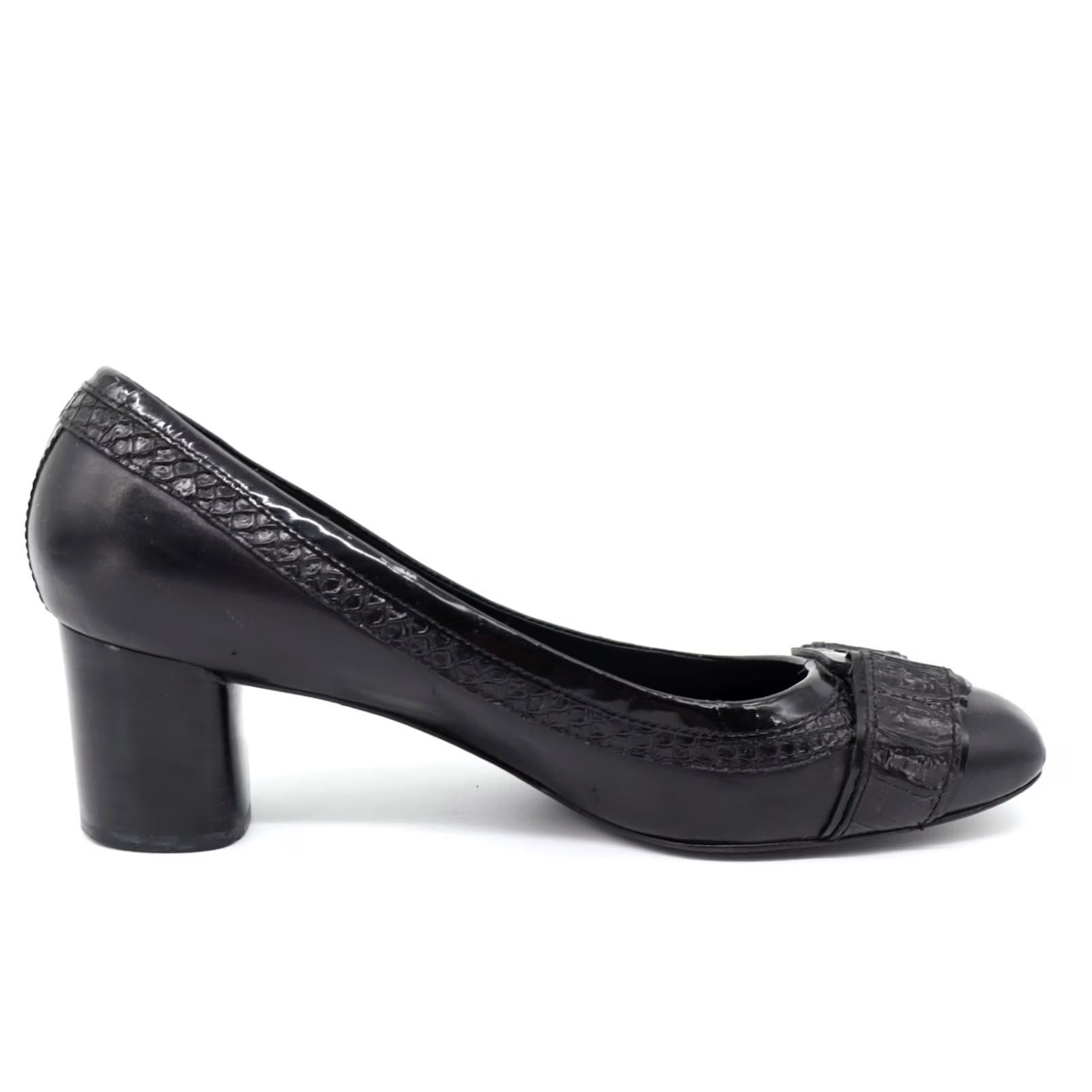 Tory Burch Tory Burch Black Logo Leather Pump Sz 8M Block Heel Square Toe Casual Office Heel Type: Heel Size US 8 / IT 38 - 5 Thumbnail