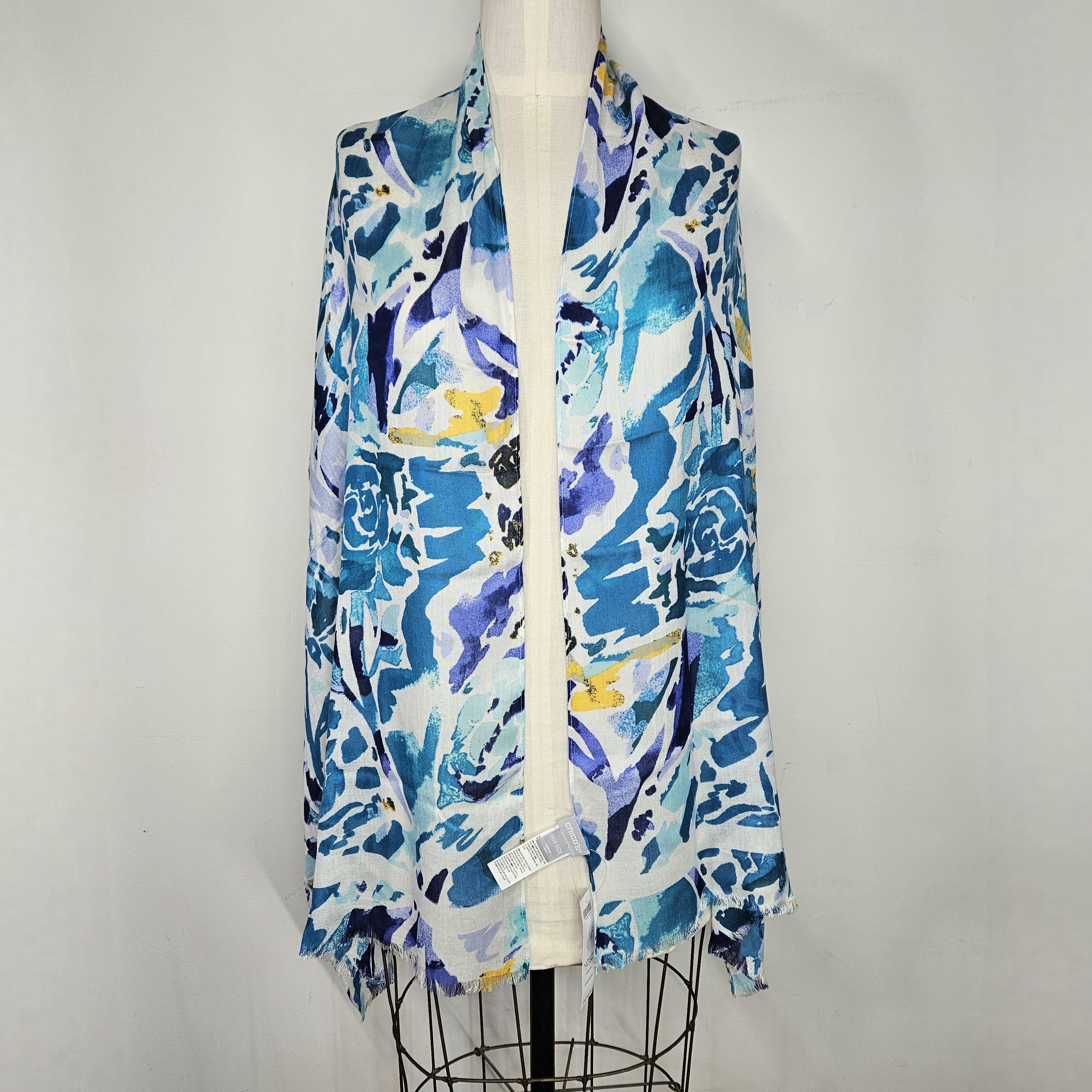 Chicos Chico's 72x22" Scarf Wrap Modal Silk Floral Lightweight Trop Size ONE SIZE - 2 Thumbnail