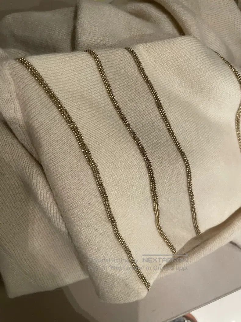 Brunello Cucinelli Brunello Cucinelli Beige Sequin Cashmere Cardigan Size L / US 10 / IT 46 - 9 Thumbnail