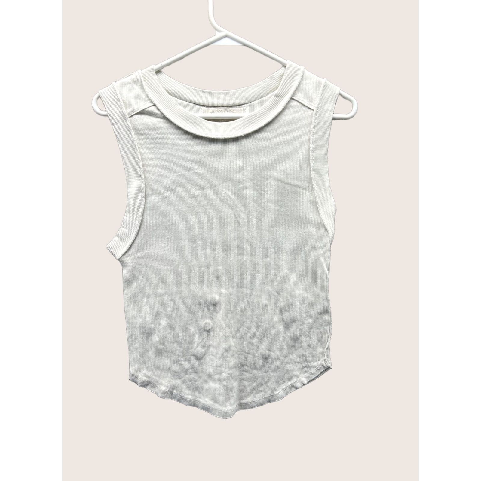 Free People Free People Tank Top Women Large White Cropped Crew Neck Knit Jersey We The Free Size L / US 10 / IT 46 - 1 Thumbnail