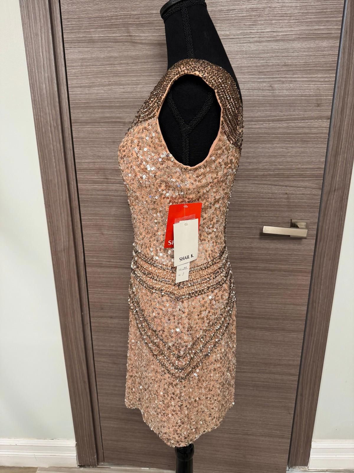 Other Shail K Sequin Cocktail Dress Sz 8 Rose Gold Sleeveless Silk Size M / US 6-8 / IT 42-44 - 8 Thumbnail