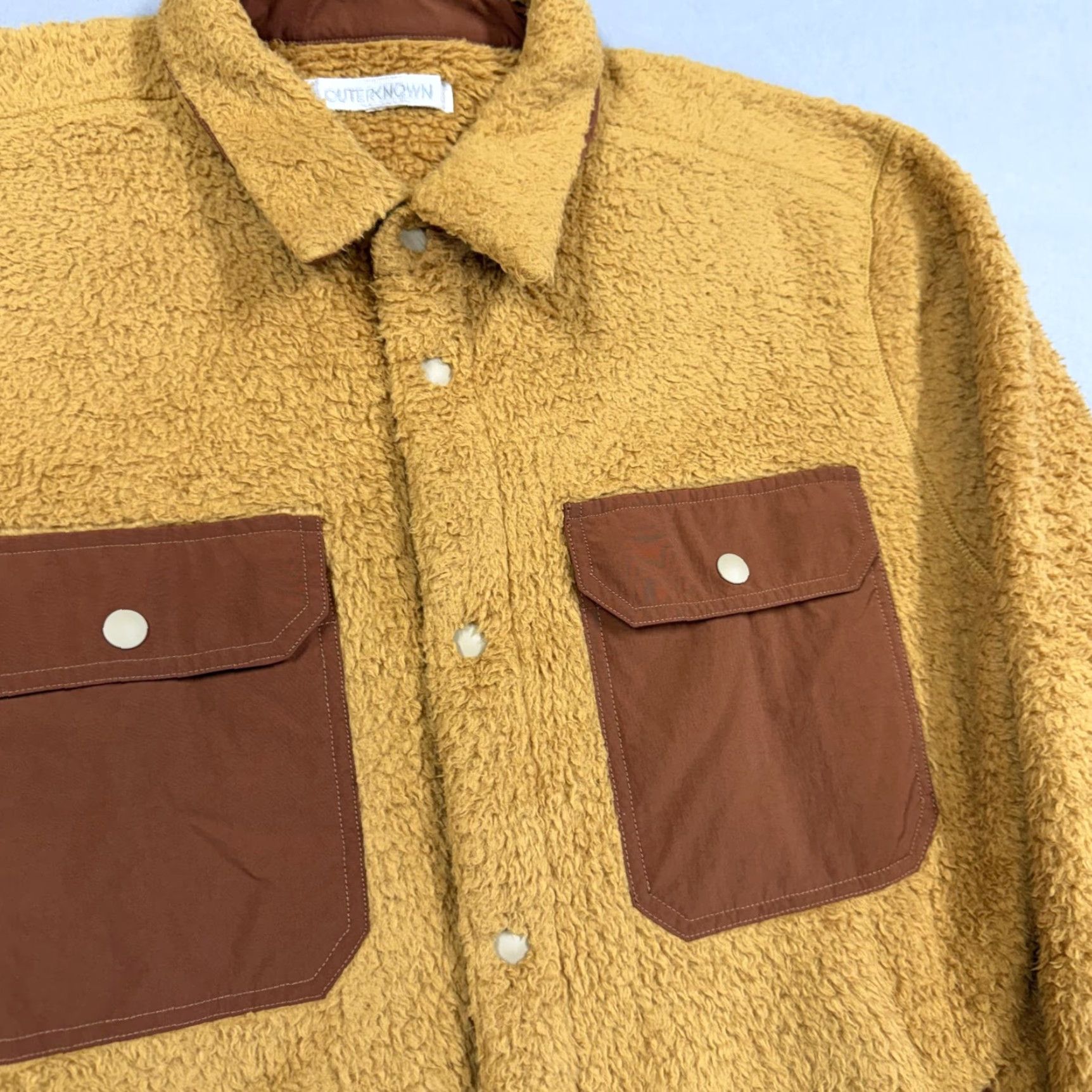 Outerknown Outerknown Jacket Mens Large Yellow Fleece Windbreaker Lined Pockets Snap Short Collar Casual Winter Size US L / EU 52-54 / 3 - 2 Thumbnail