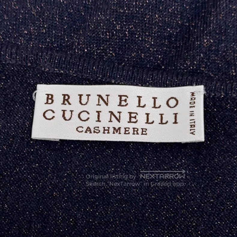 Brunello Cucinelli Brunello Cucinelli Dark blue fine glitter cashmere round-n Size S / US 4 / IT 40 - 5 Thumbnail