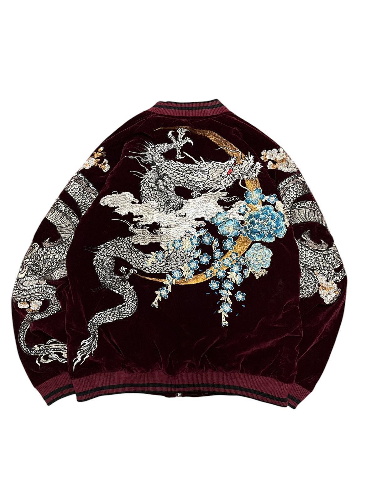 Japanese Brand ONI DENIM DRAGON & SAKURA SUKAJAN JACKET Size US L / EU 52-54 / 3 - 1 Thumbnail