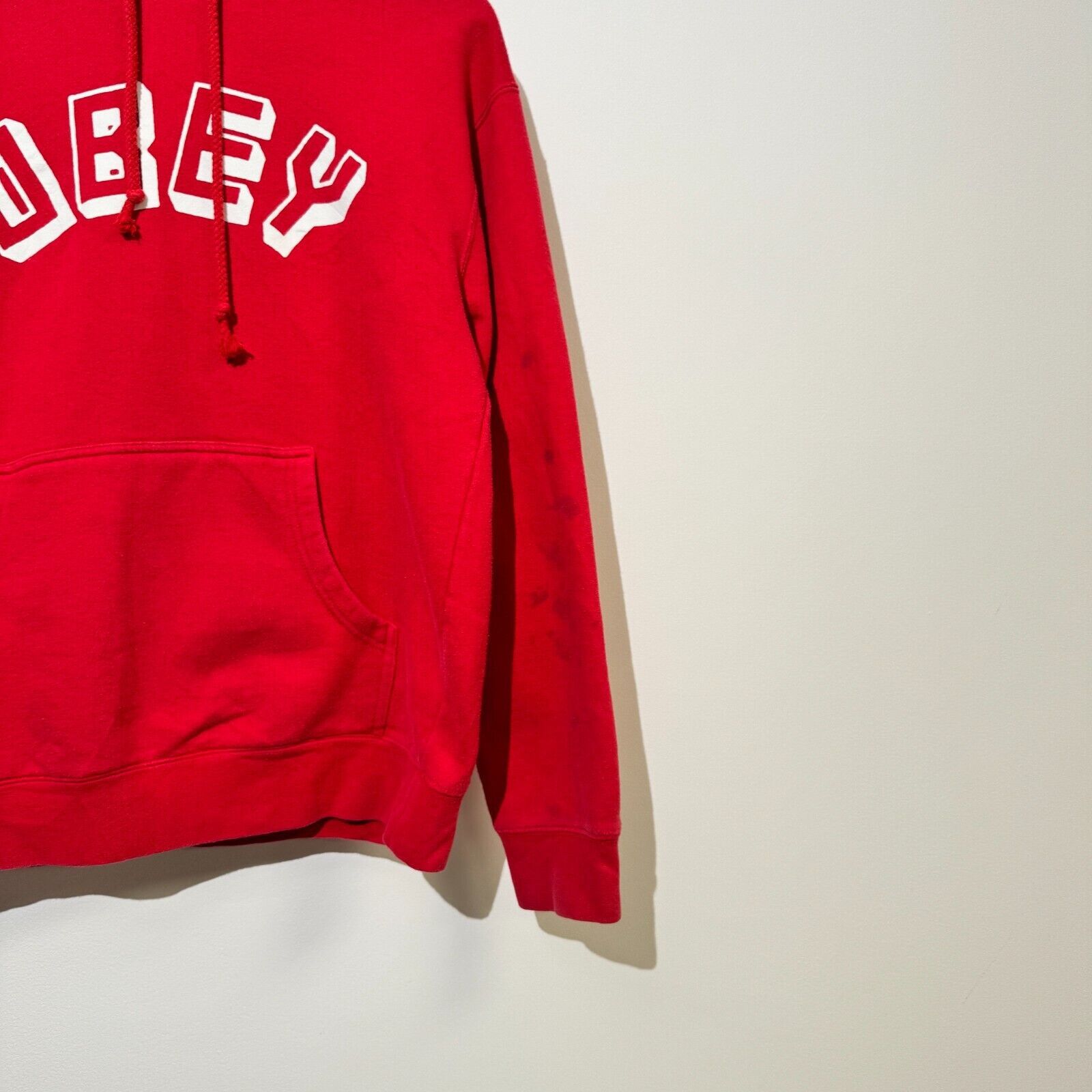 Obey × Vintage Vintage Obey Unisex Red Cotton Hoodie Size S Regular Fit Size US S / EU 44-46 / 1 - 3 Thumbnail