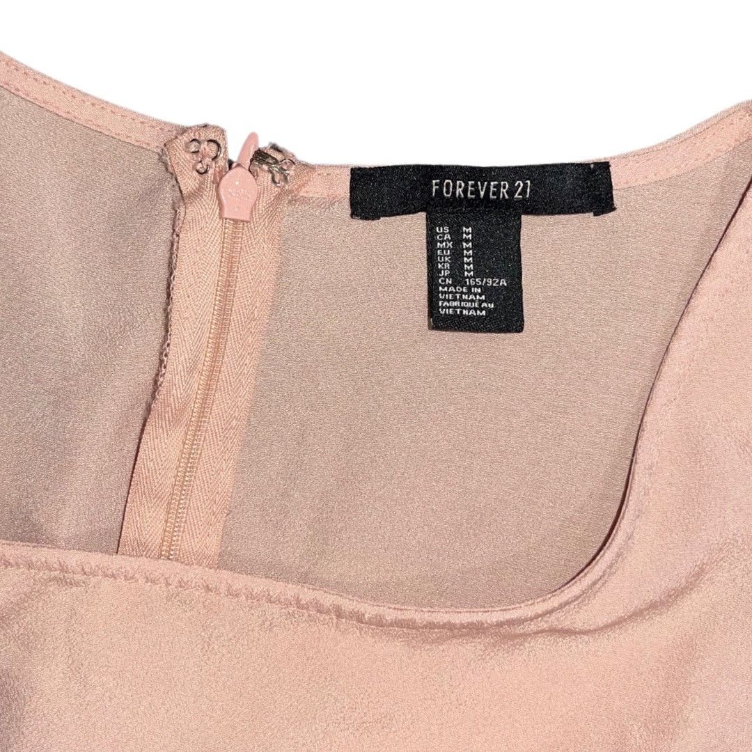 Forever 21 Dusty Pink Sleeveless Dress Floral Embroidered Waist SZ M Size M / US 6-8 / IT 42-44 - 3 Thumbnail
