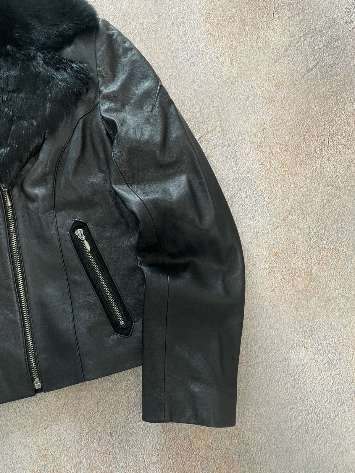 Harley Davidson Harley Davidson Black Leather Fur Collar Cropped Jacket Size L / US 10 / IT 46 - 5 Thumbnail