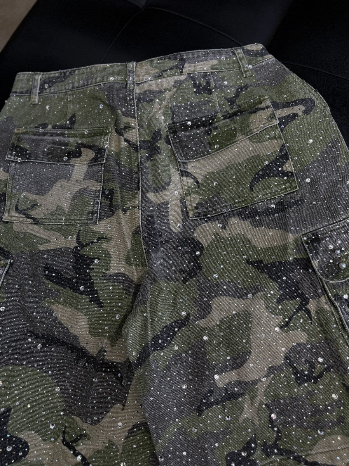 Vale Valley Rhinestone Crystal Shorts Denim Green Camo Size 30 Size US 30 / EU 46 - 8 Thumbnail
