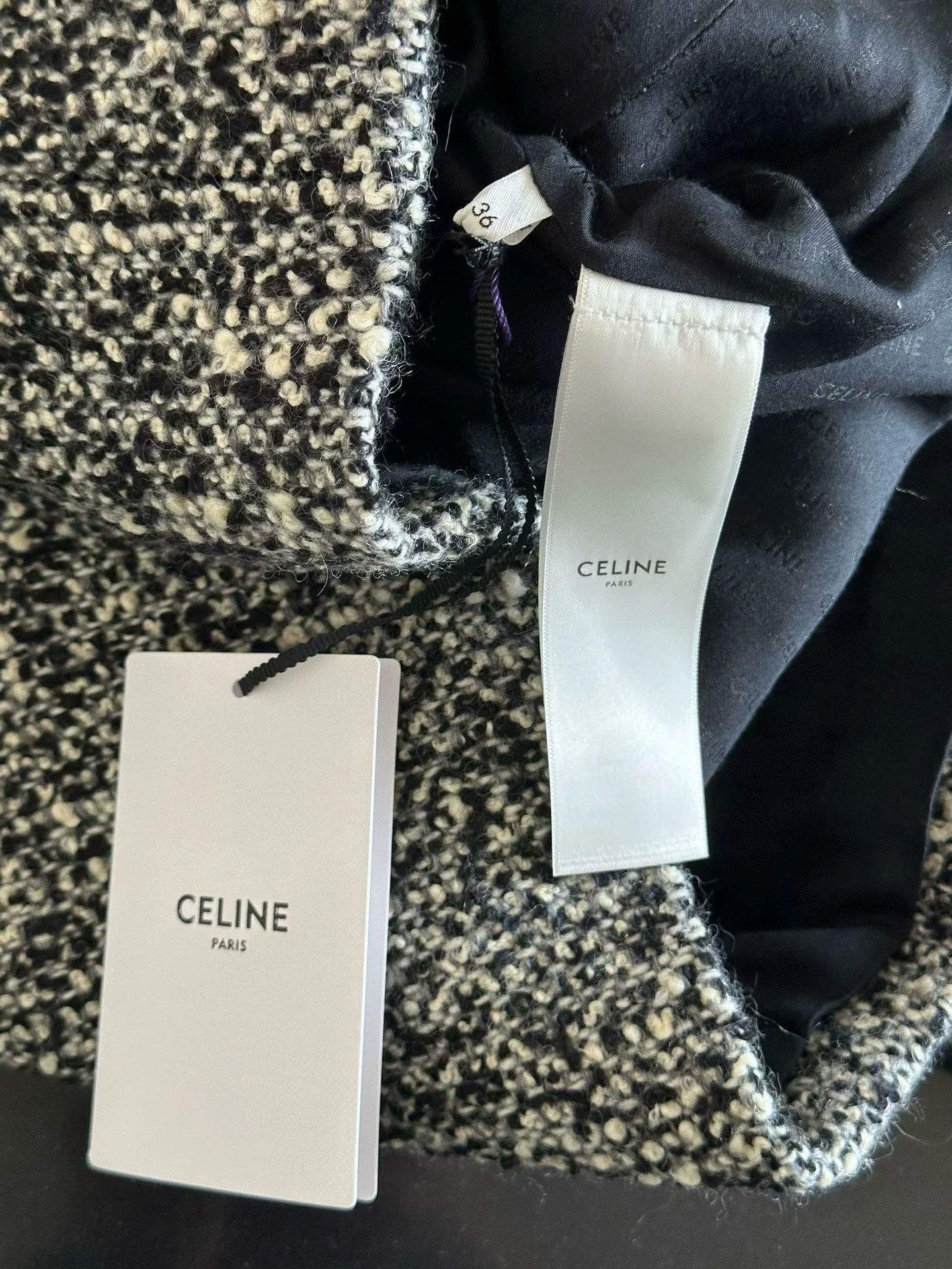 Celine Celine Women's Black & White Tweed Jacket Size XS / US 0-2 / IT 36-38 - 4 Thumbnail