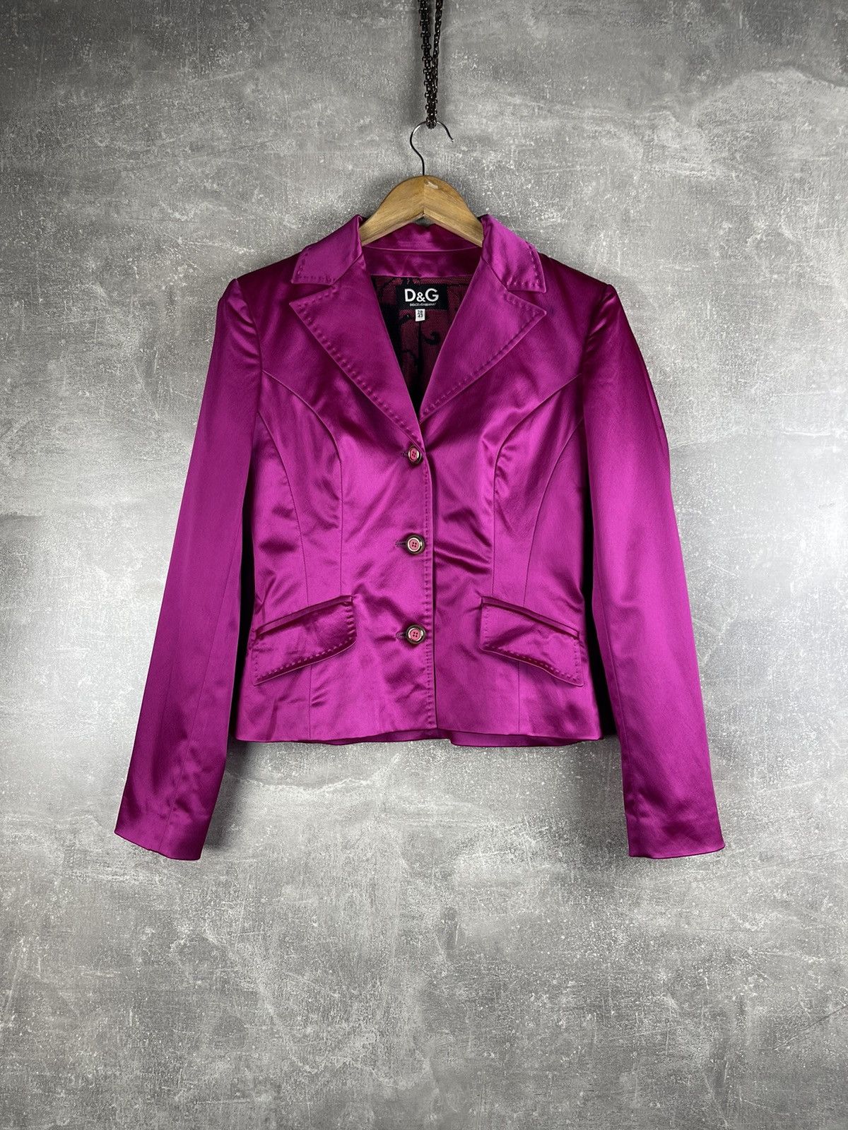 Dolce & Gabbana D&G Dolce & Gabbana Fuchsia Pink Satin Blazer 00s Size M / US 6-8 / IT 42-44 - 1 Thumbnail