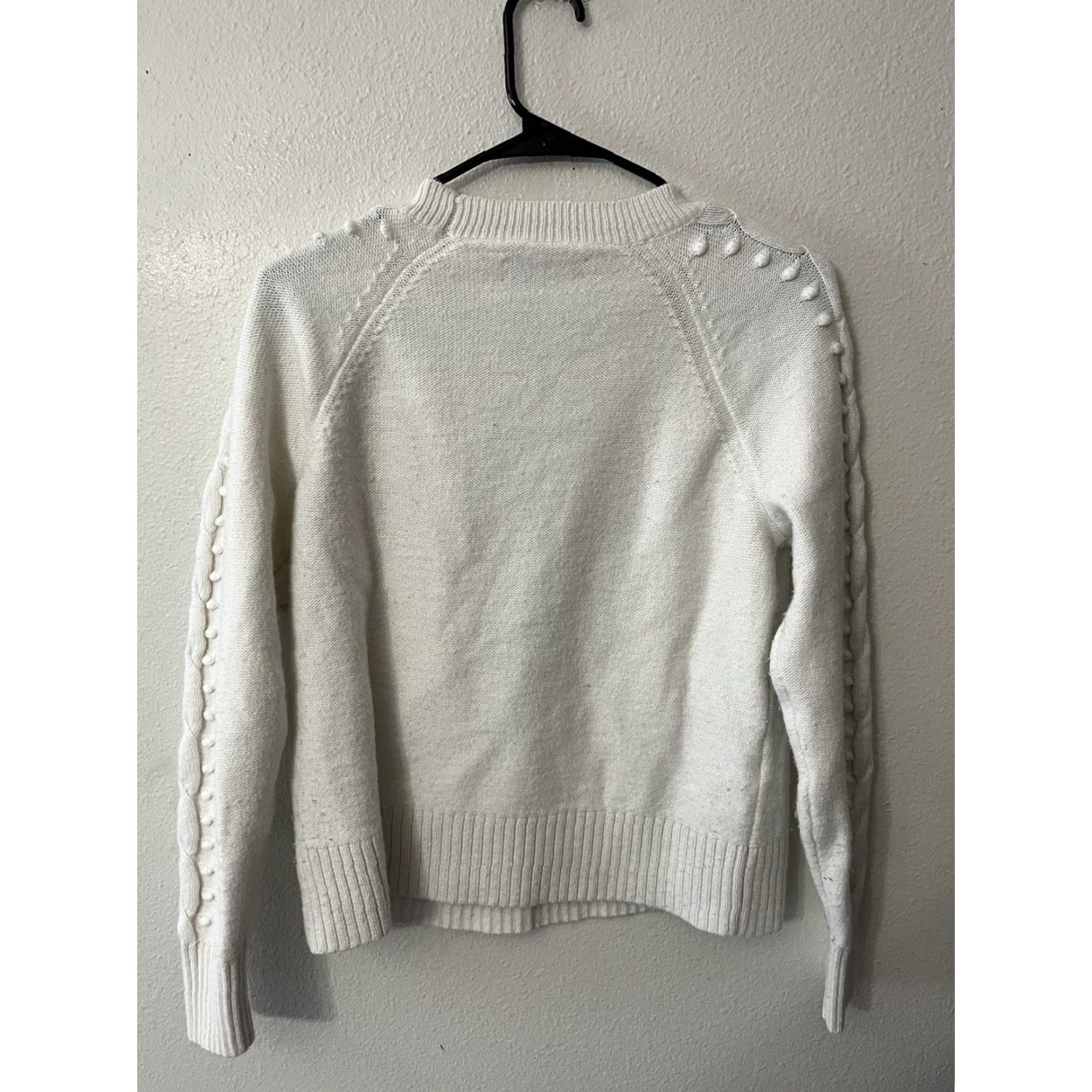 Loft LOFT Plus Size S White Textured Cable Knit Sweater Polyester Acrylic Wool Blend Size S / US 4 / IT 40 - 2 Thumbnail