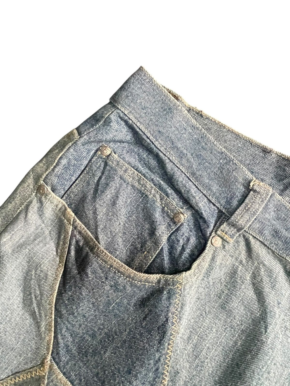 Indigo × Vintage Vintage Indigo Gold Custom Patch Denim Size US 41 - 4 Thumbnail
