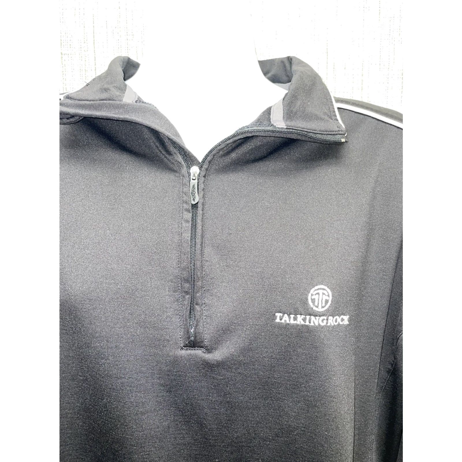 Vintage Straight Down Polyester Black Half Zip Pullover Sweatshirt Mens L Shirt Zip Pullover Mens L Black Polyester Zip Sweatshirt Size US L / EU 52-54 / 3 - 2 Thumbnail